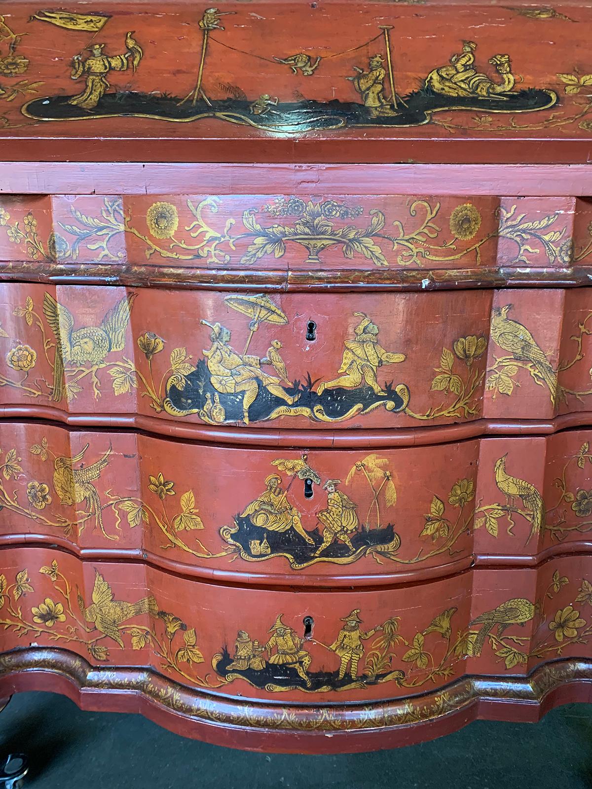 18th-19th Century Italian Red Chinoiserie Secretary For Sale 13