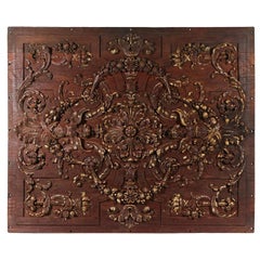 18th - 19th Century Italian Walnut Rococo Carved Wall - Antique Ceiling Panel