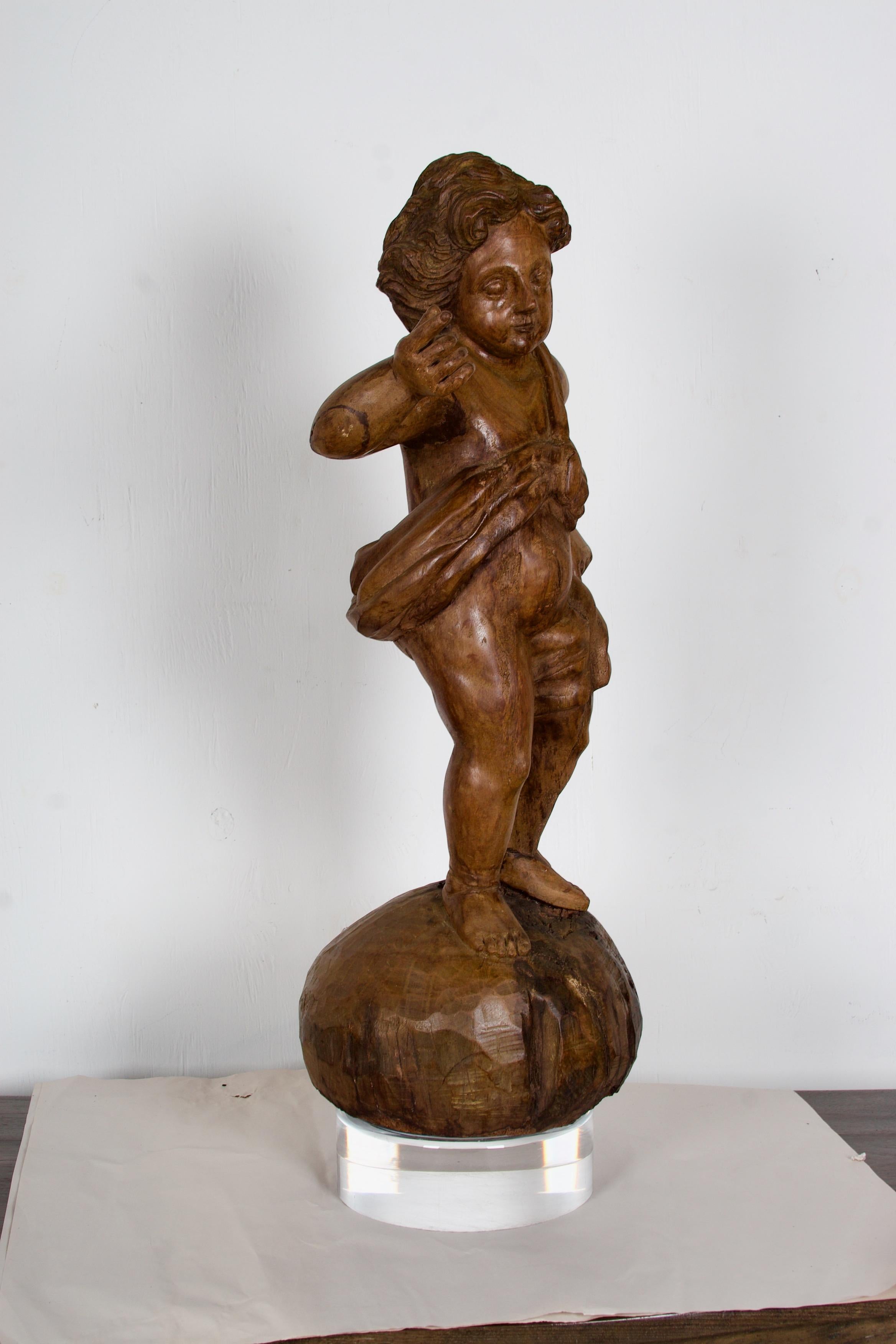 18th-19th Century Italian Wood Carved Angel For Sale 3