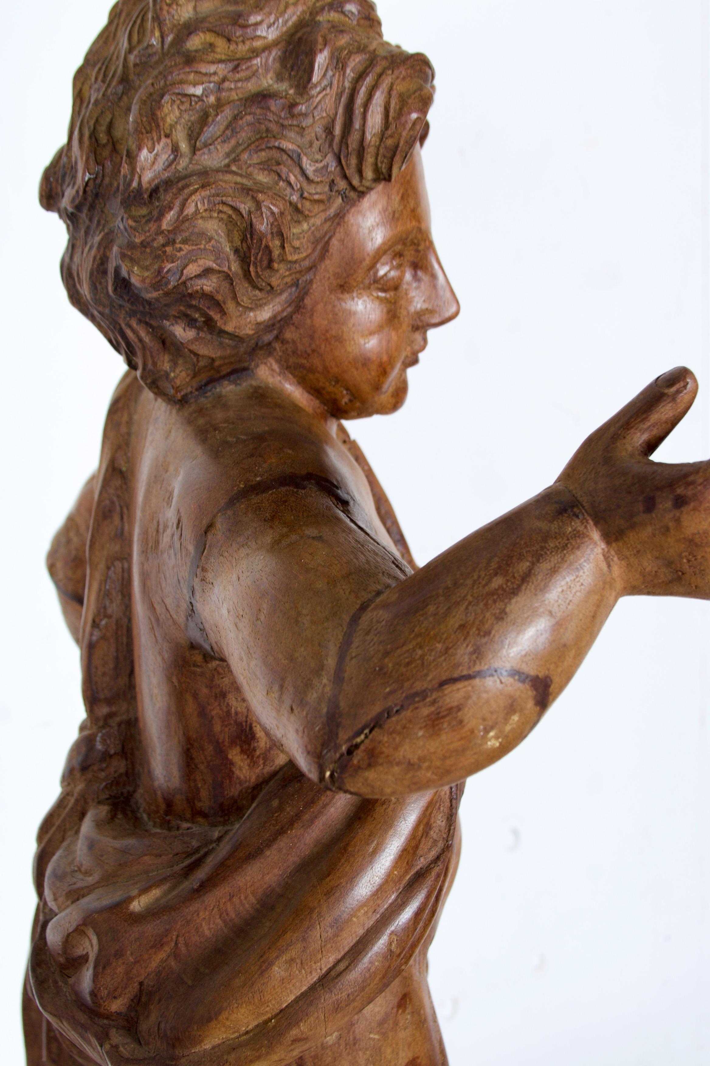18th-19th Century Italian Wood Carved Angel For Sale 4