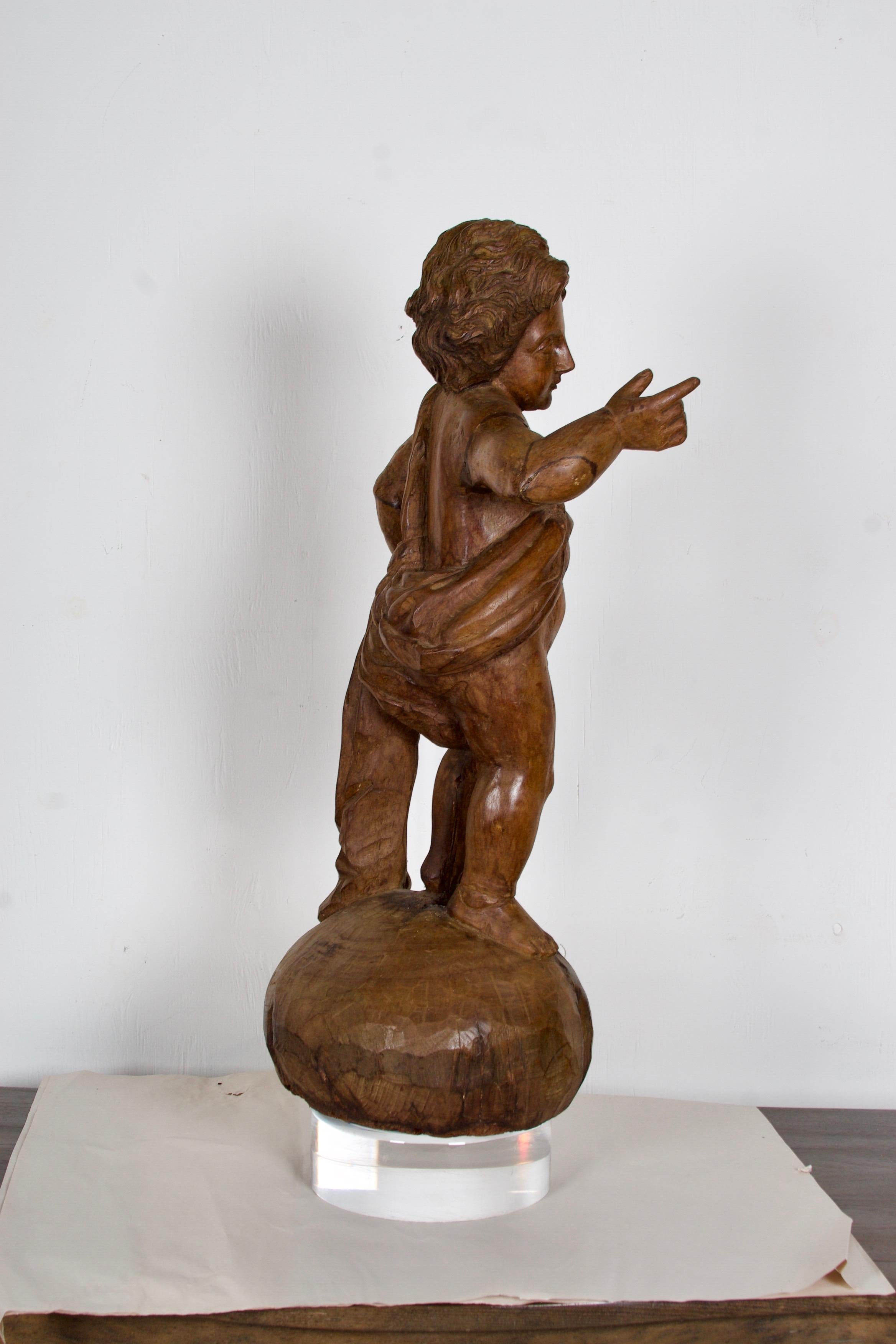Italienischer geschnitzter Engels aus Holz, 18.-19. Jahrhundert im Angebot 3
