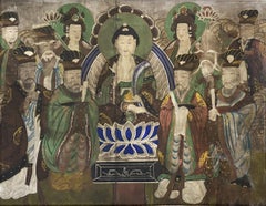 18th/19th Century  Korean Buddhist T’aenghwa Painted Scroll or Banner in Frame