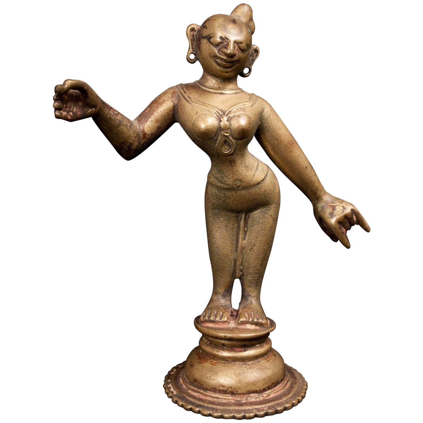 Bronze coulé à la cire perdue Radha, épouse de Krishna, Inde, 18e-19e siècle