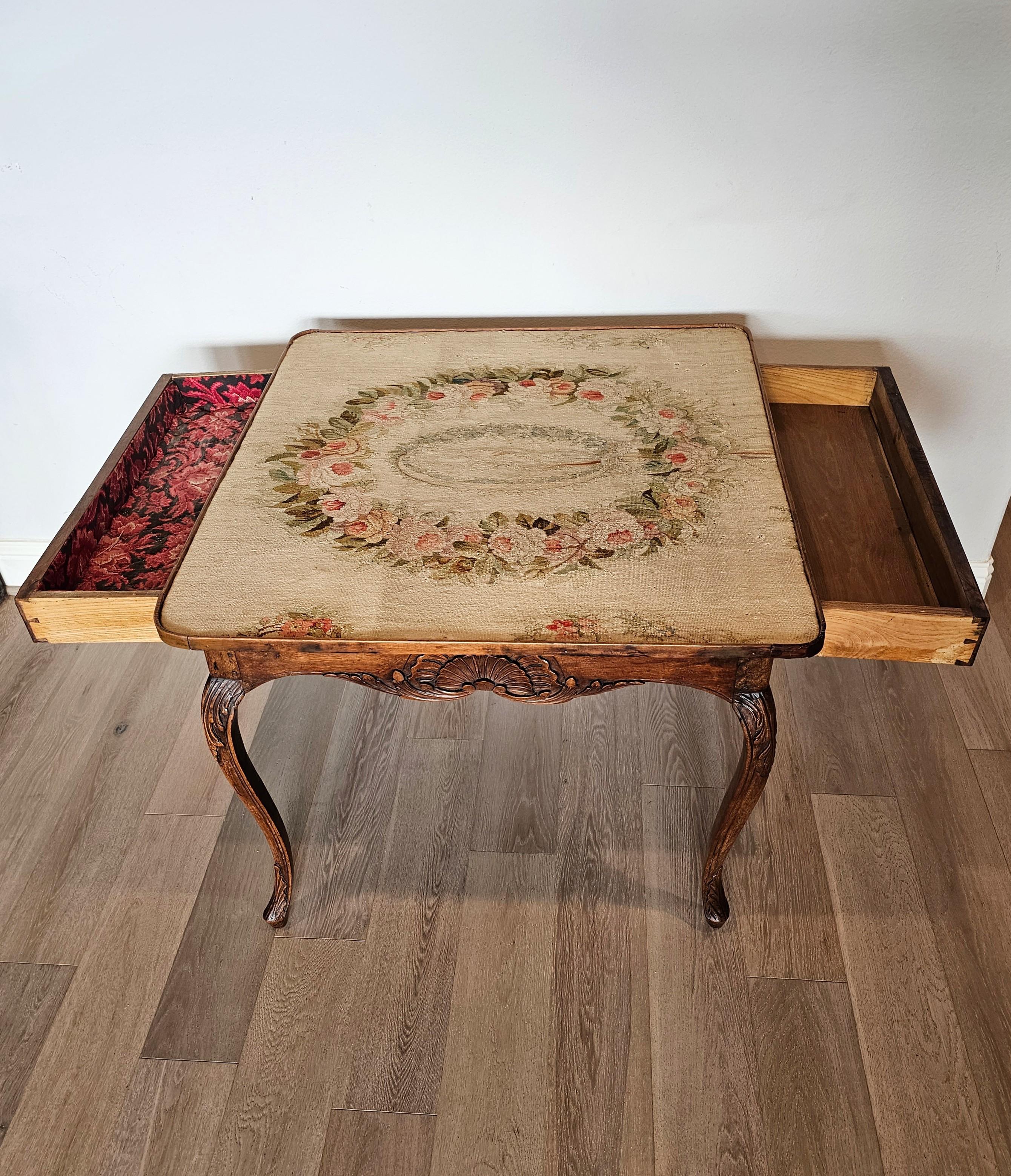 18th/19th Century Louis XV Style Carved Walnut Tapestry-Top Card Games Table  For Sale 7