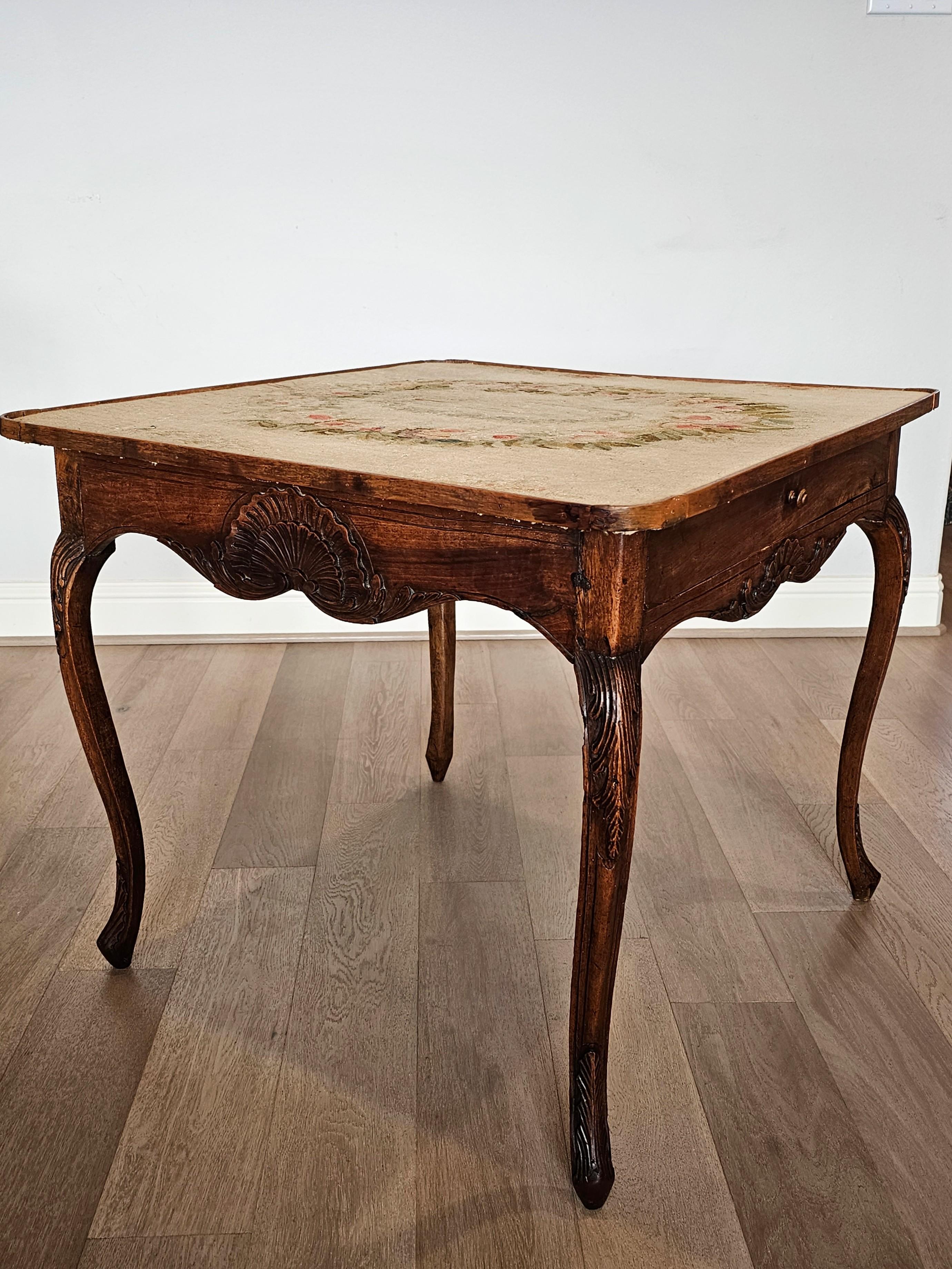 An elegant antique Louis XV style carved walnut card game table. circa 1790

Born in Continental Europe in the late 18th / early 19th century, exquisitely hand-crafted in sophisticated French Louis 15th taste, featuring a rectangular shaped top with