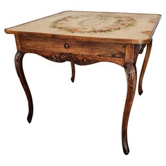 18./19. Jahrhundert Louis XV-Stil geschnitzt Nussbaum Wandteppich-Top Kartenspiele Tisch 