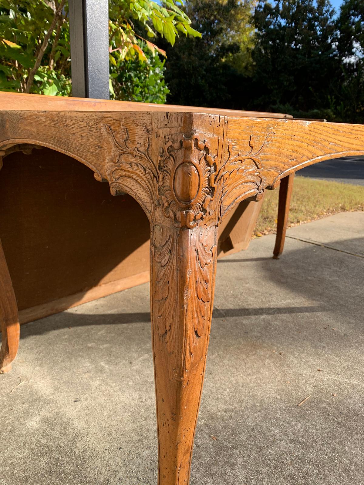 18th-19th Century French Louis XV Style Carved Tric-Trac Table with Leather Top For Sale 10