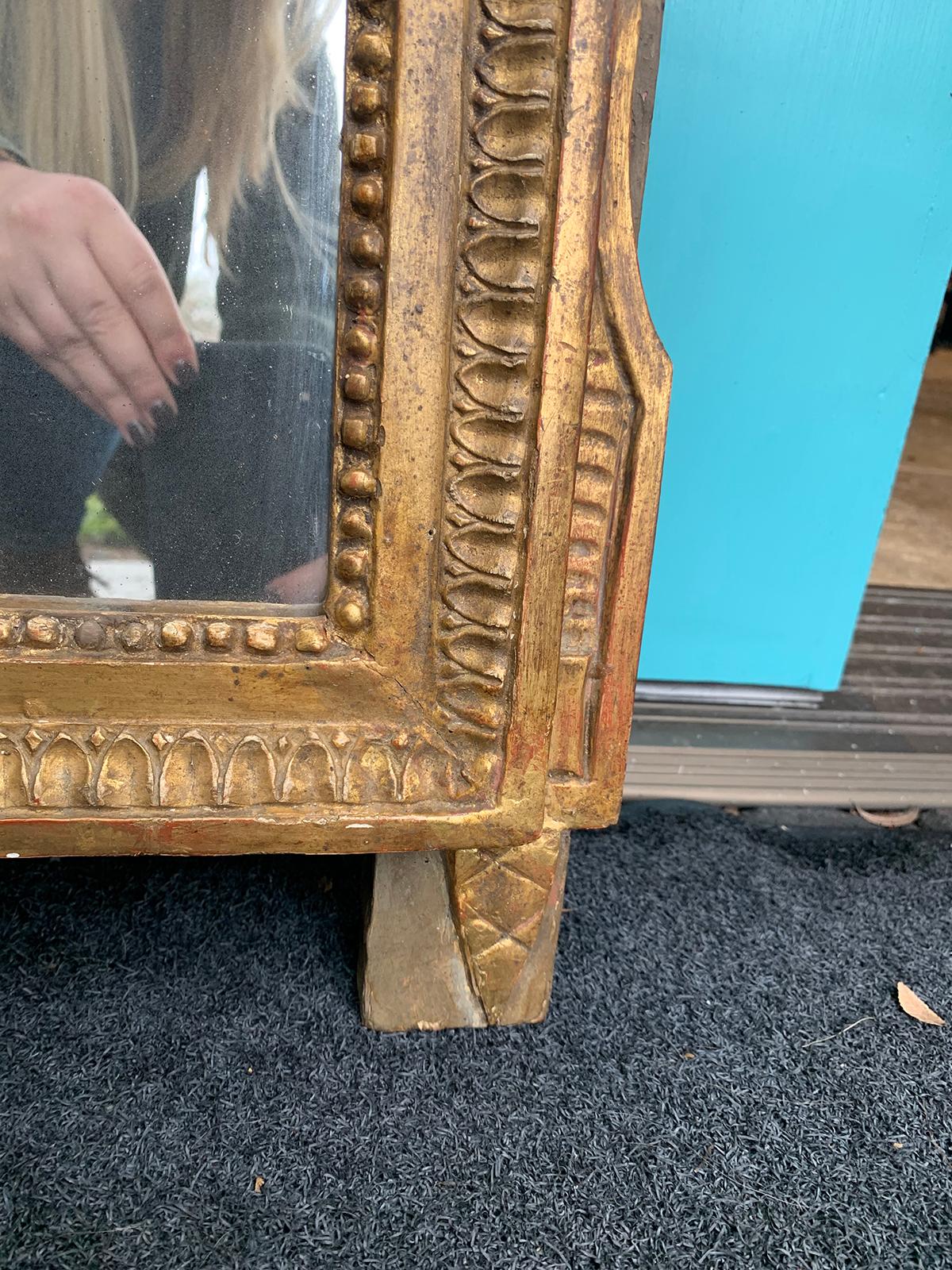 18th-19th Century Louis XVI Style Carved Giltwood Mirror with Eagle For Sale 8