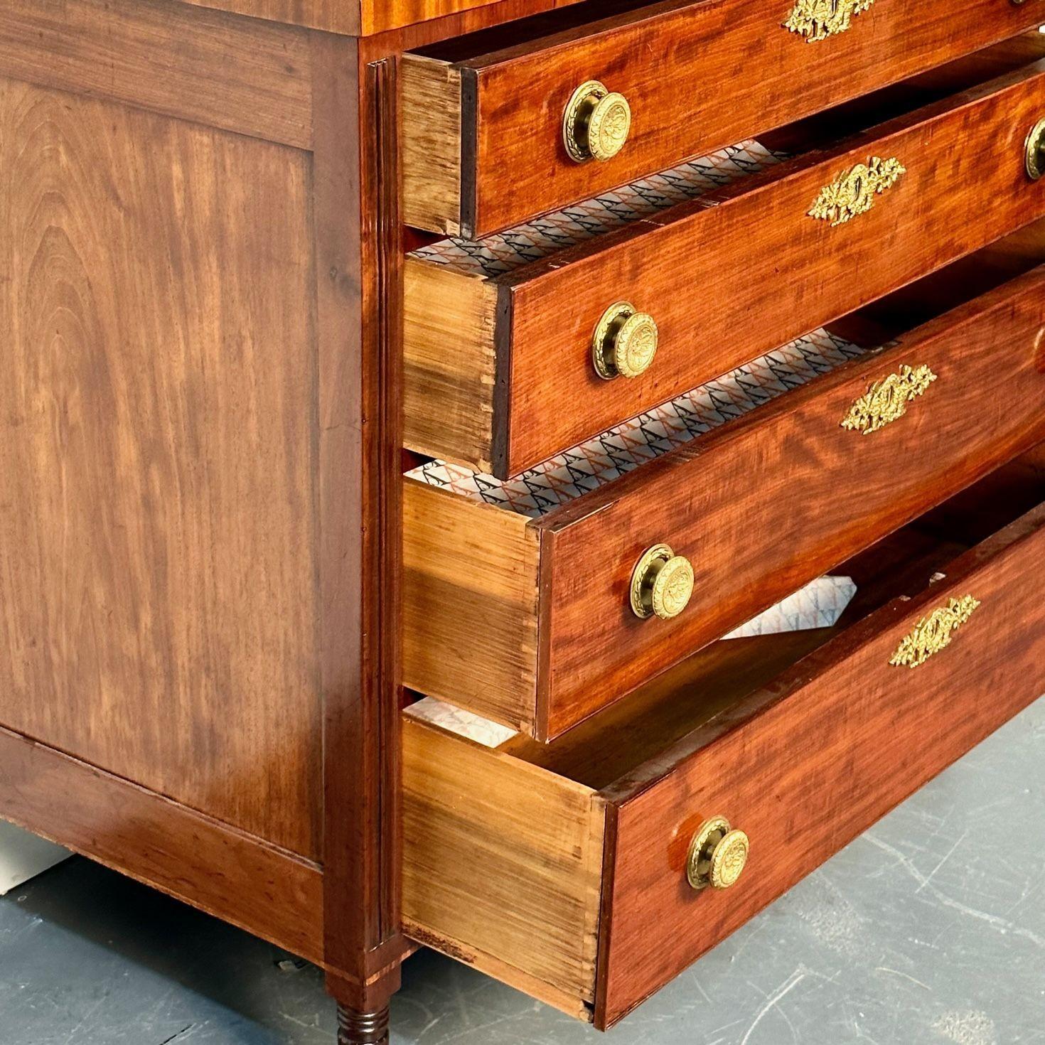 Polished 18th/19th Century Mahogany Chest, Dresser or Commode, Bronze Accents For Sale 5