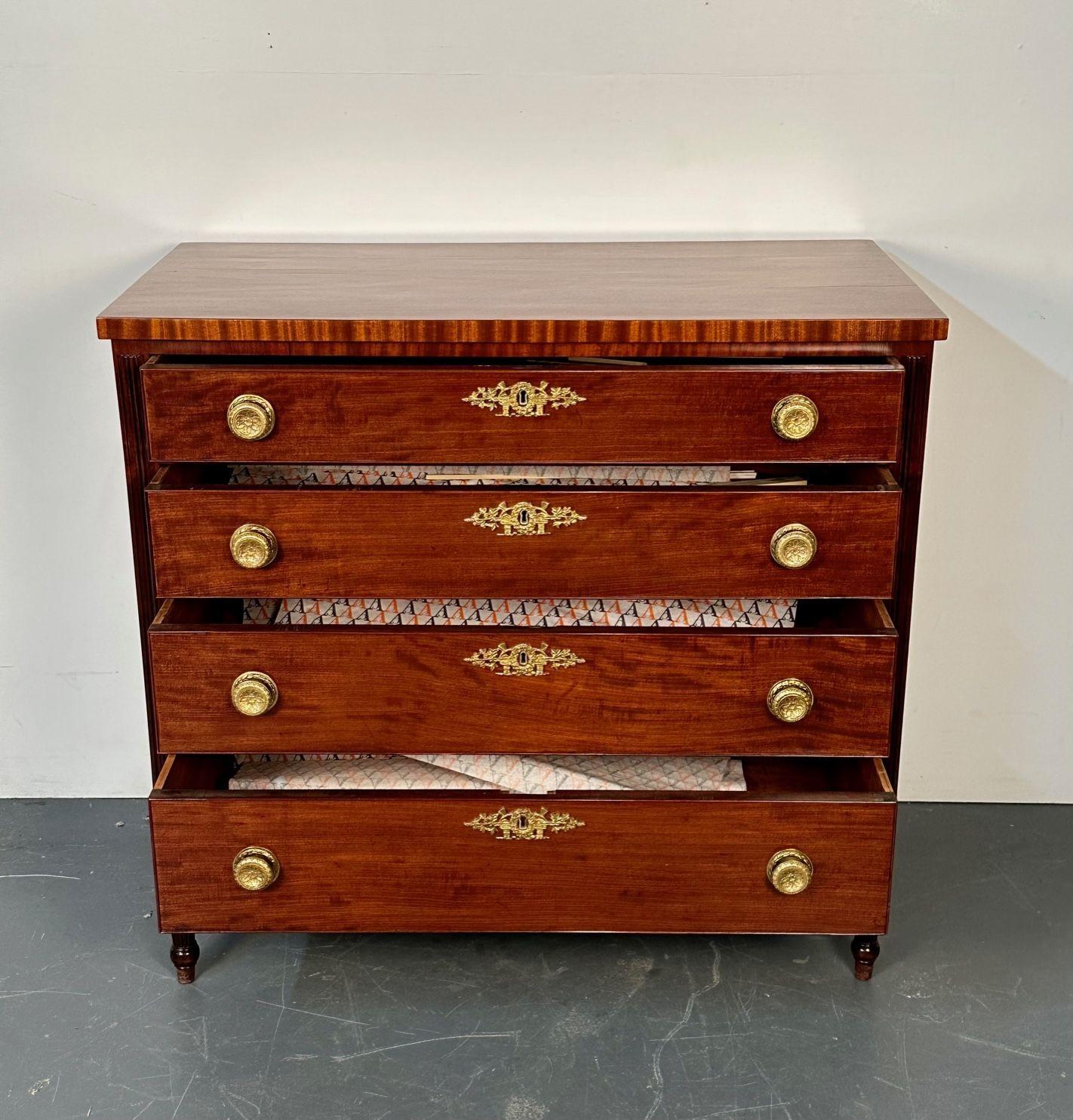 Polished 18th/19th Century Mahogany Chest, Dresser or Commode, Bronze Accents In Good Condition For Sale In Stamford, CT