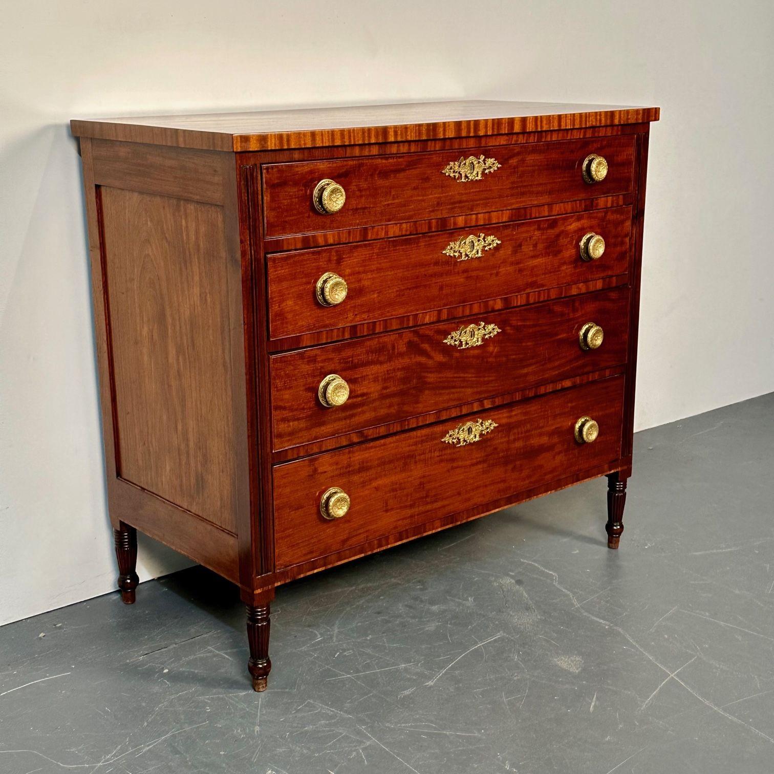 Polished 18th/19th Century Mahogany Chest, Dresser or Commode, Bronze Accents For Sale 1