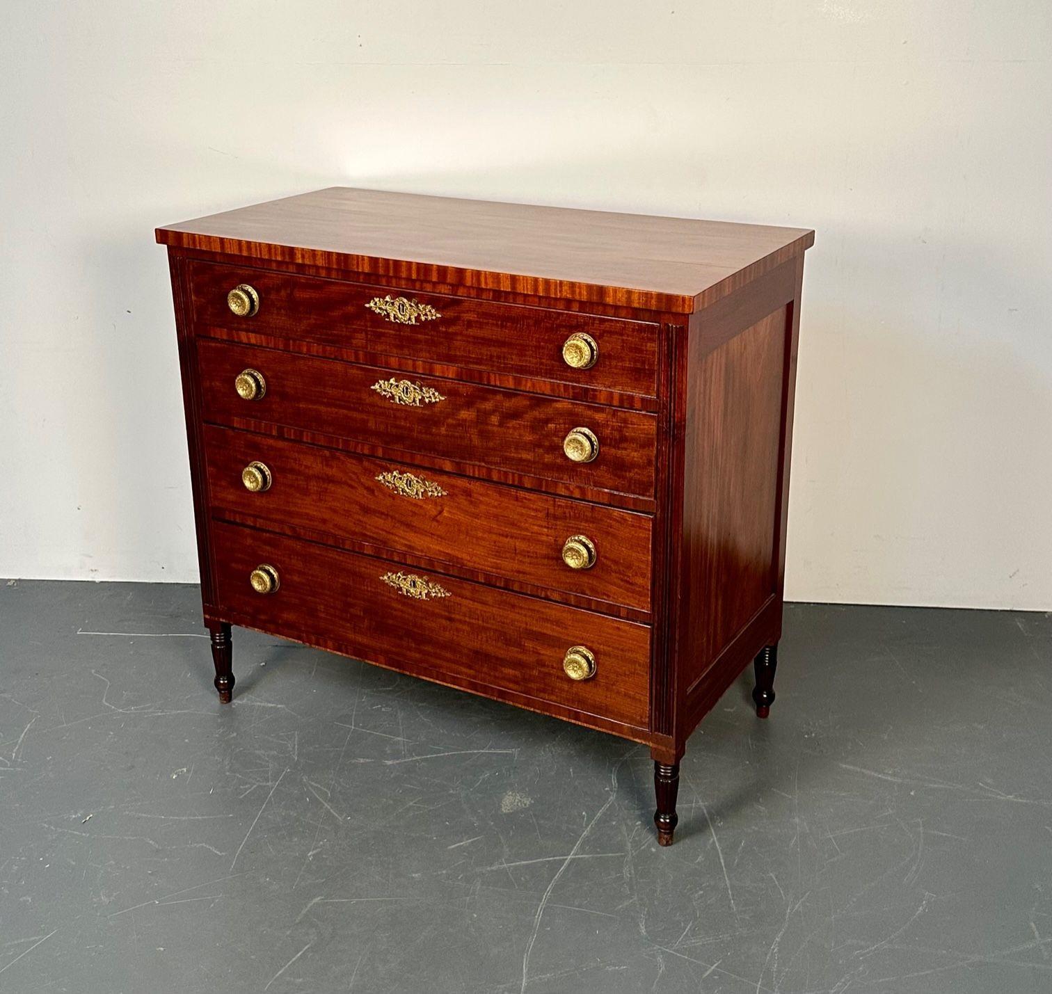 Polished 18th/19th Century Mahogany Chest, Dresser or Commode, Bronze Accents For Sale 2