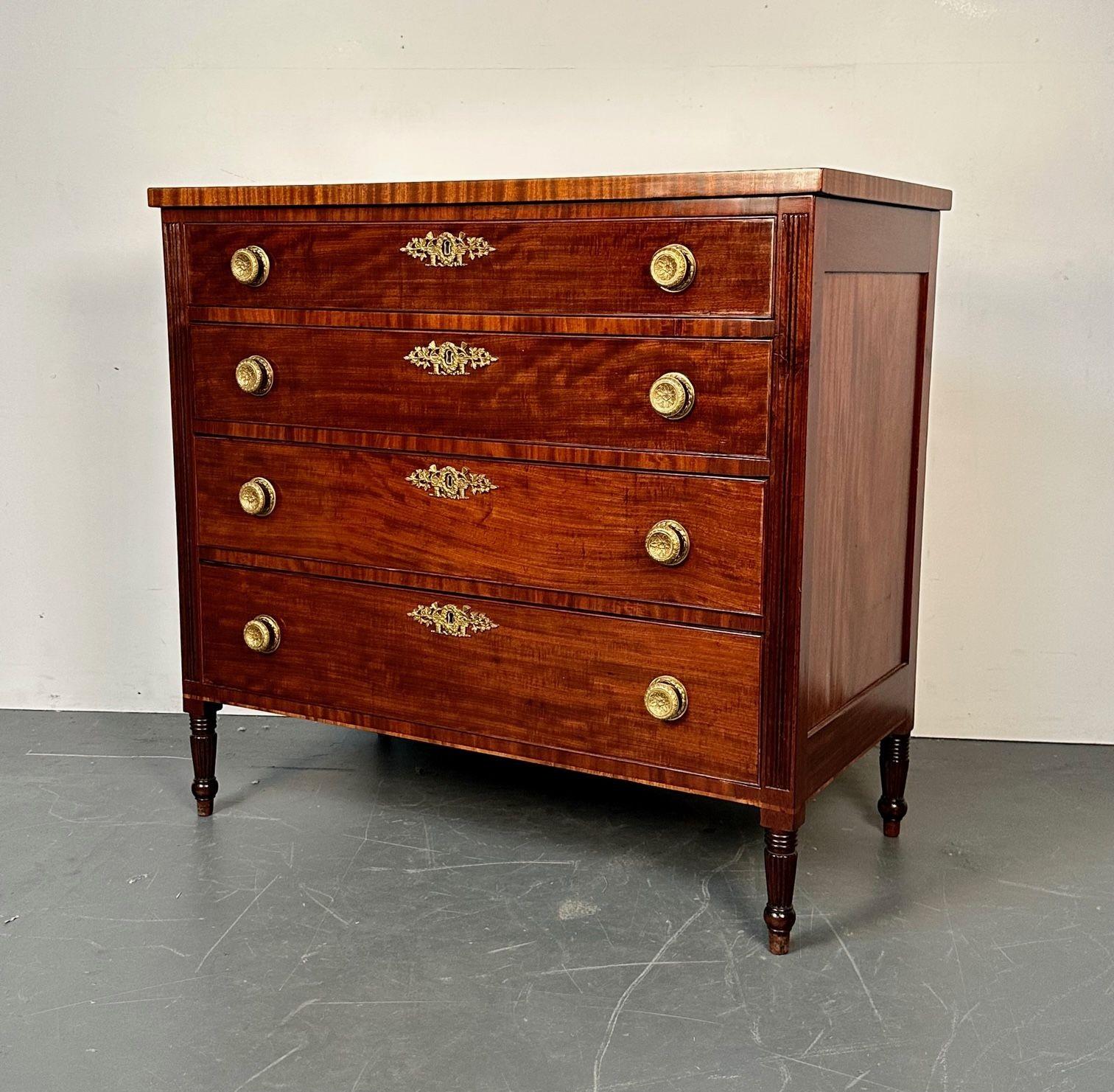 Polished 18th/19th Century Mahogany Chest, Dresser or Commode, Bronze Accents For Sale 3