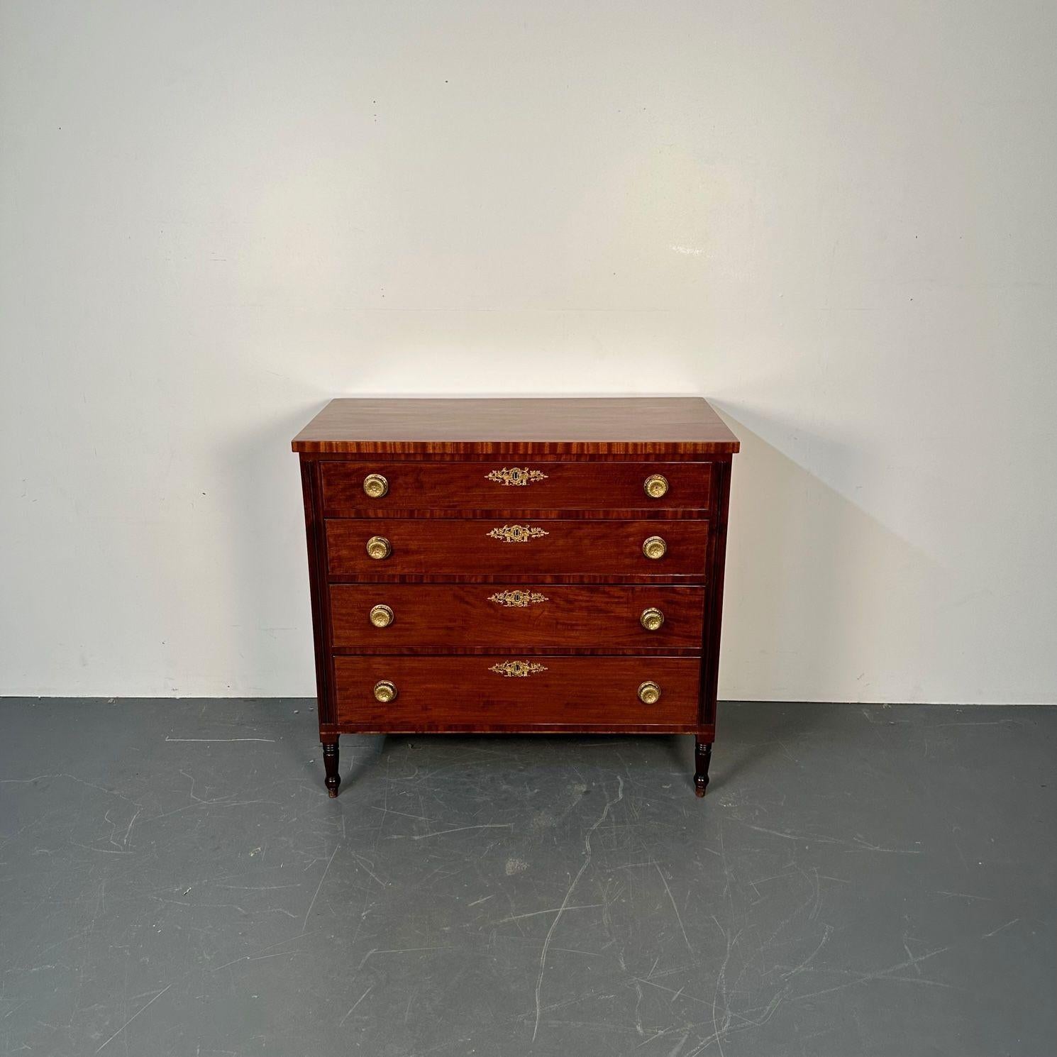 Polished 18th/19th Century Mahogany Chest, Dresser or Commode, Bronze Accents For Sale 4