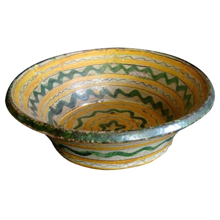 18th-19th  Century Majolica Ceramic Baptismal Bowl