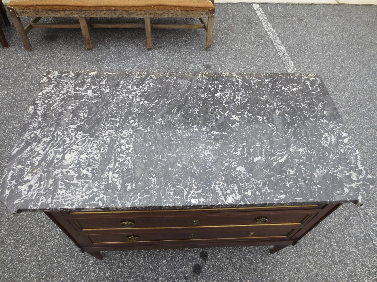 18th Century 18th-19th Century Marble-Top Louis XVI Style Mahogany Chest