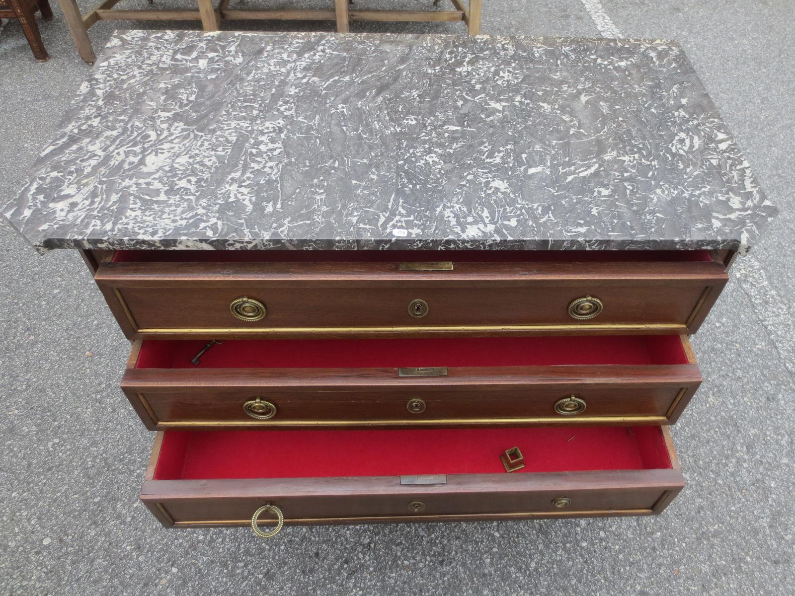 18th-19th Century Marble-Top Louis XVI Style Mahogany Chest 2