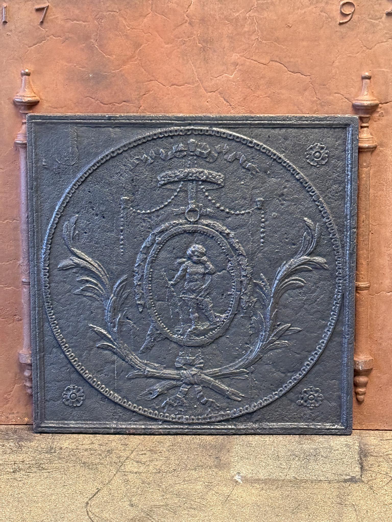 French 18th/19th Century Neoclassical Period 'Weeping Cupid' Fireback / Backsplash For Sale