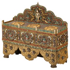 Antique 18th/19th Century Nepalese Inlaid and Gilt Silver and Copper Altar