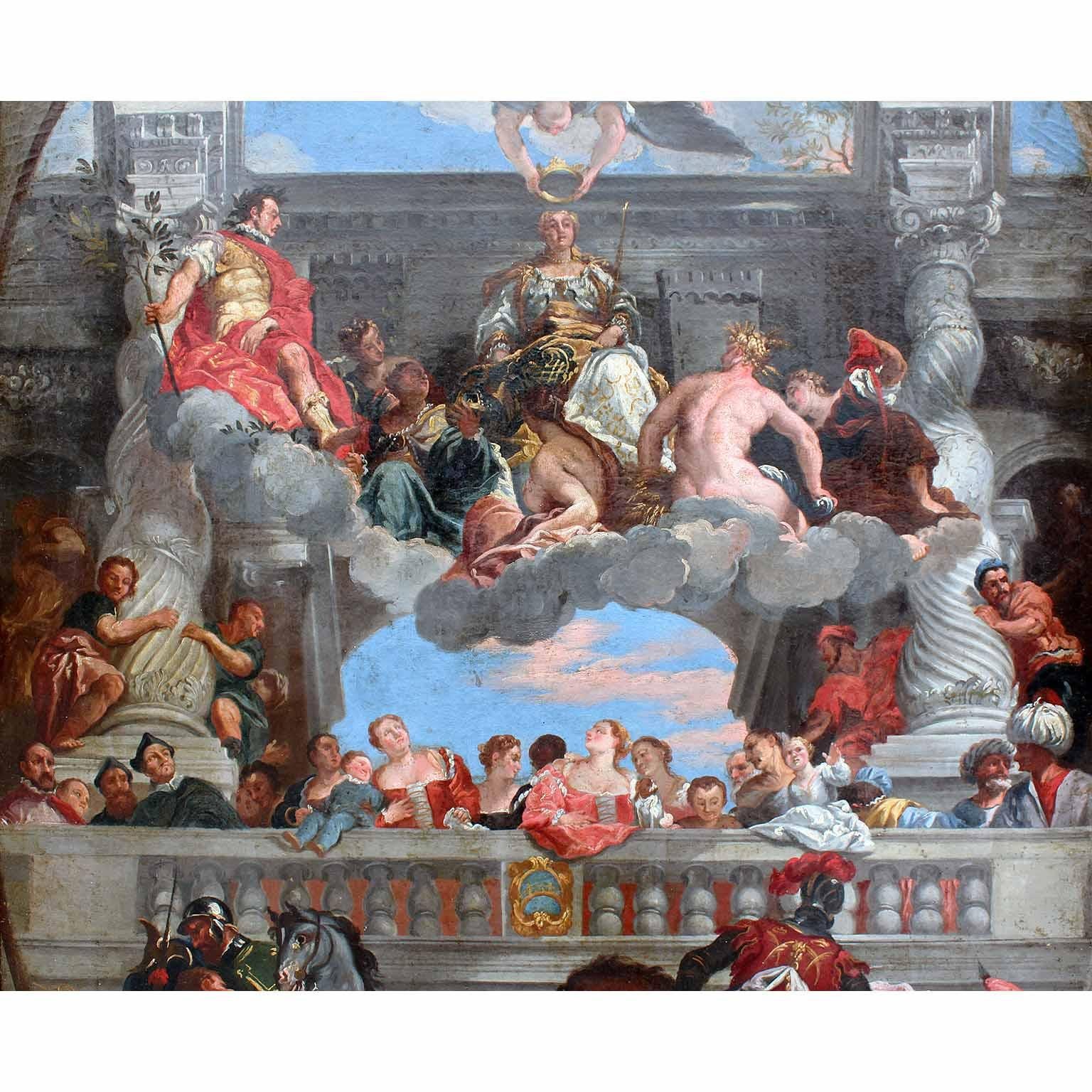 italien Huile sur toile du 18ème et 19ème siècle « Le Triomphe de Venise » d'après Paolo Veronese en vente