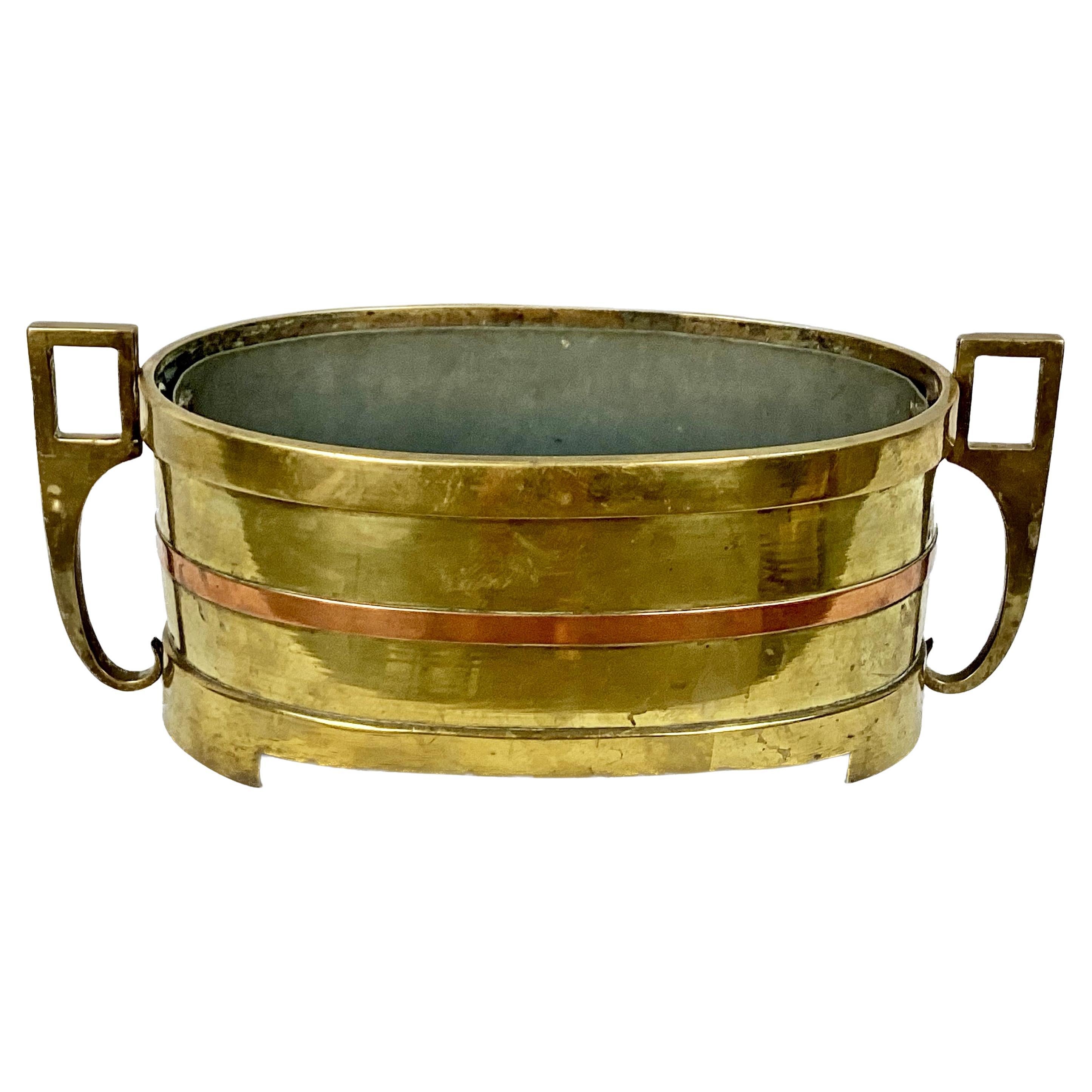18th/19th Century Oval Brass And Copper Planter With Liner