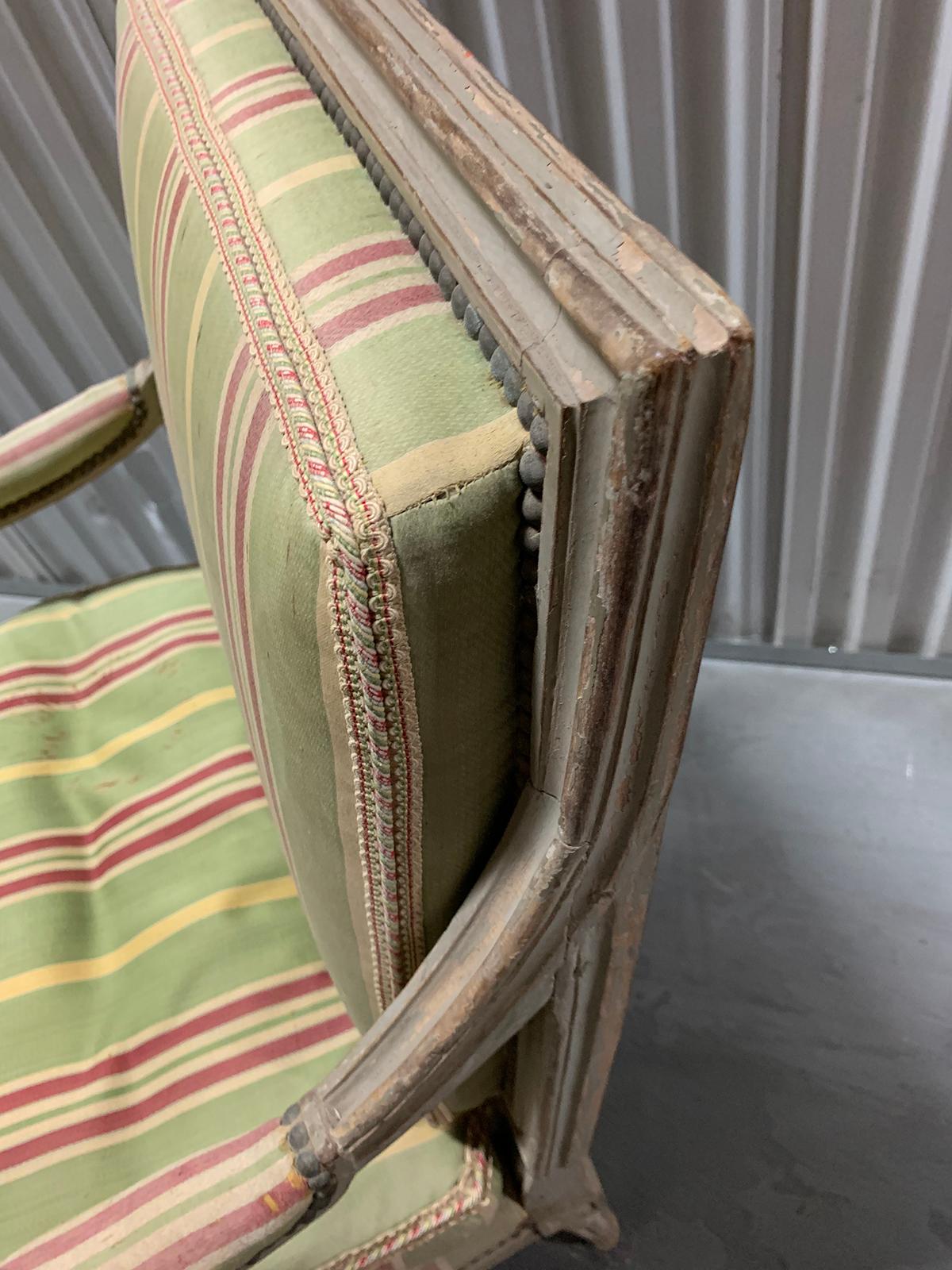18th-19th Century Painted Louis XVI Style Armchair For Sale 5