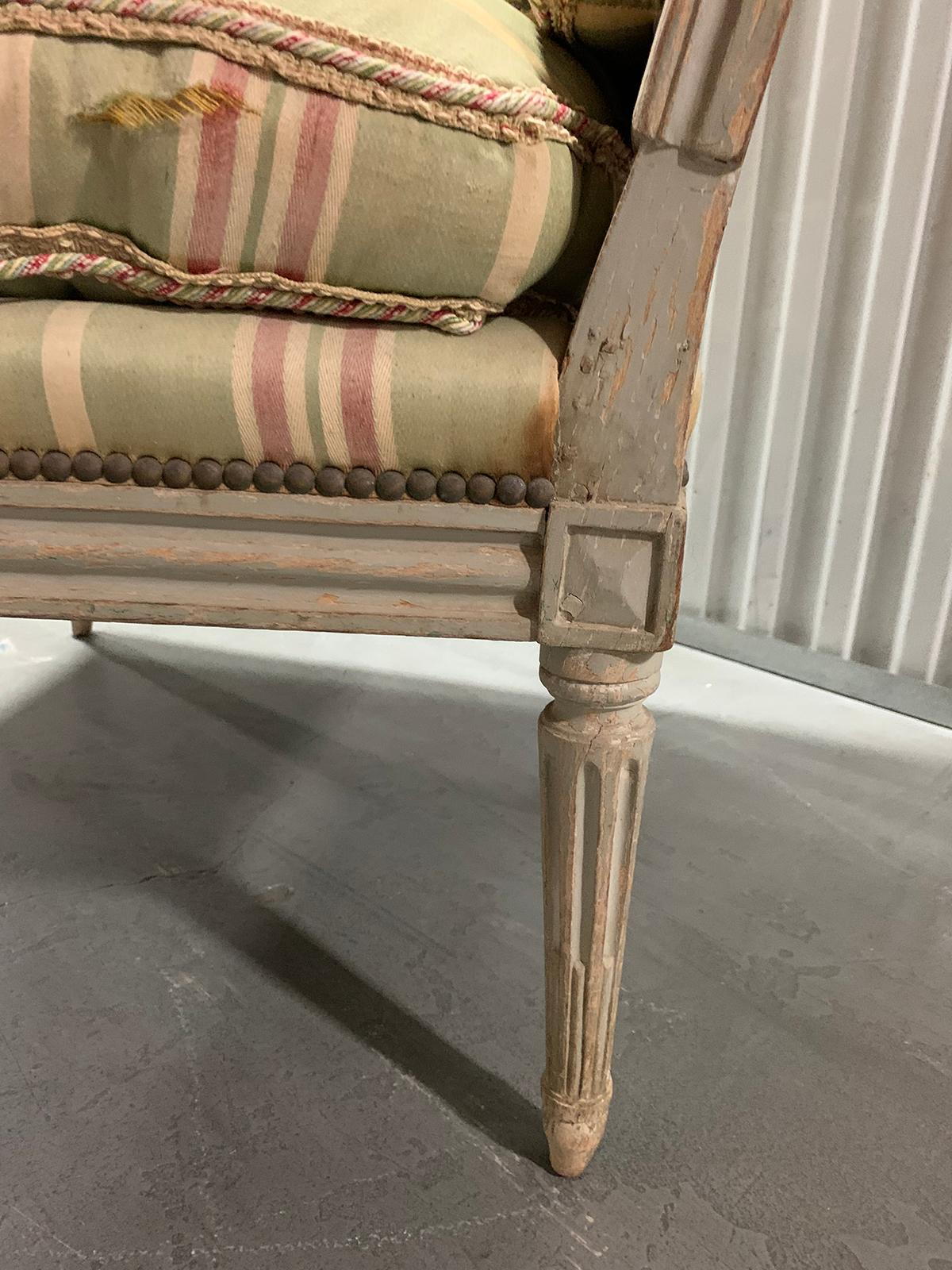 18th-19th Century Painted Louis XVI Style Armchair For Sale 6
