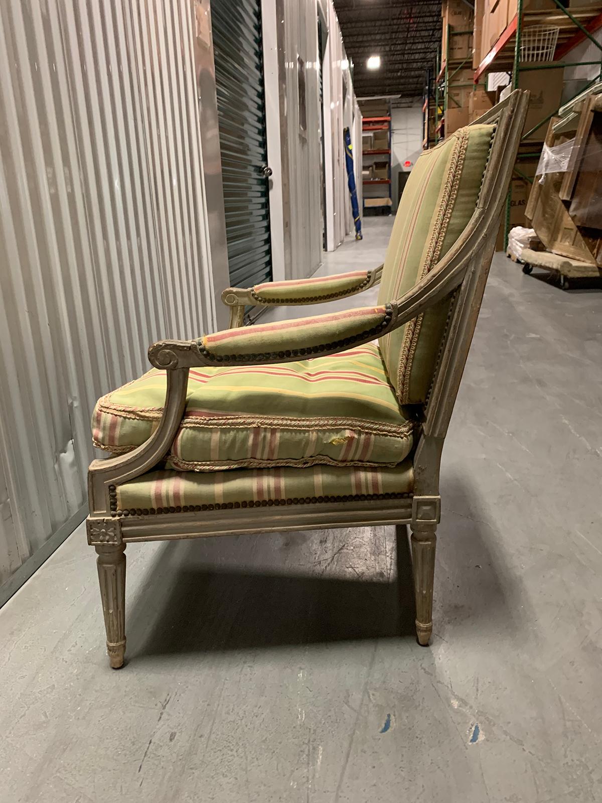 18th-19th Century Painted Louis XVI Style Armchair In Good Condition For Sale In Atlanta, GA