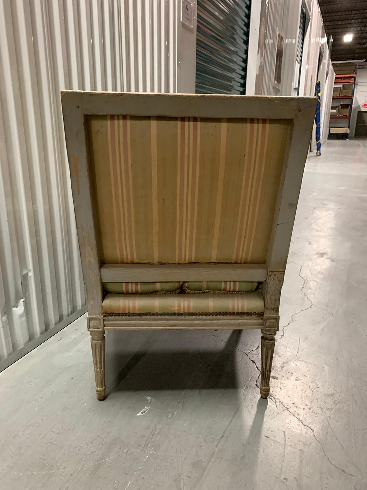 18th Century 18th-19th Century Painted Louis XVI Style Armchair For Sale