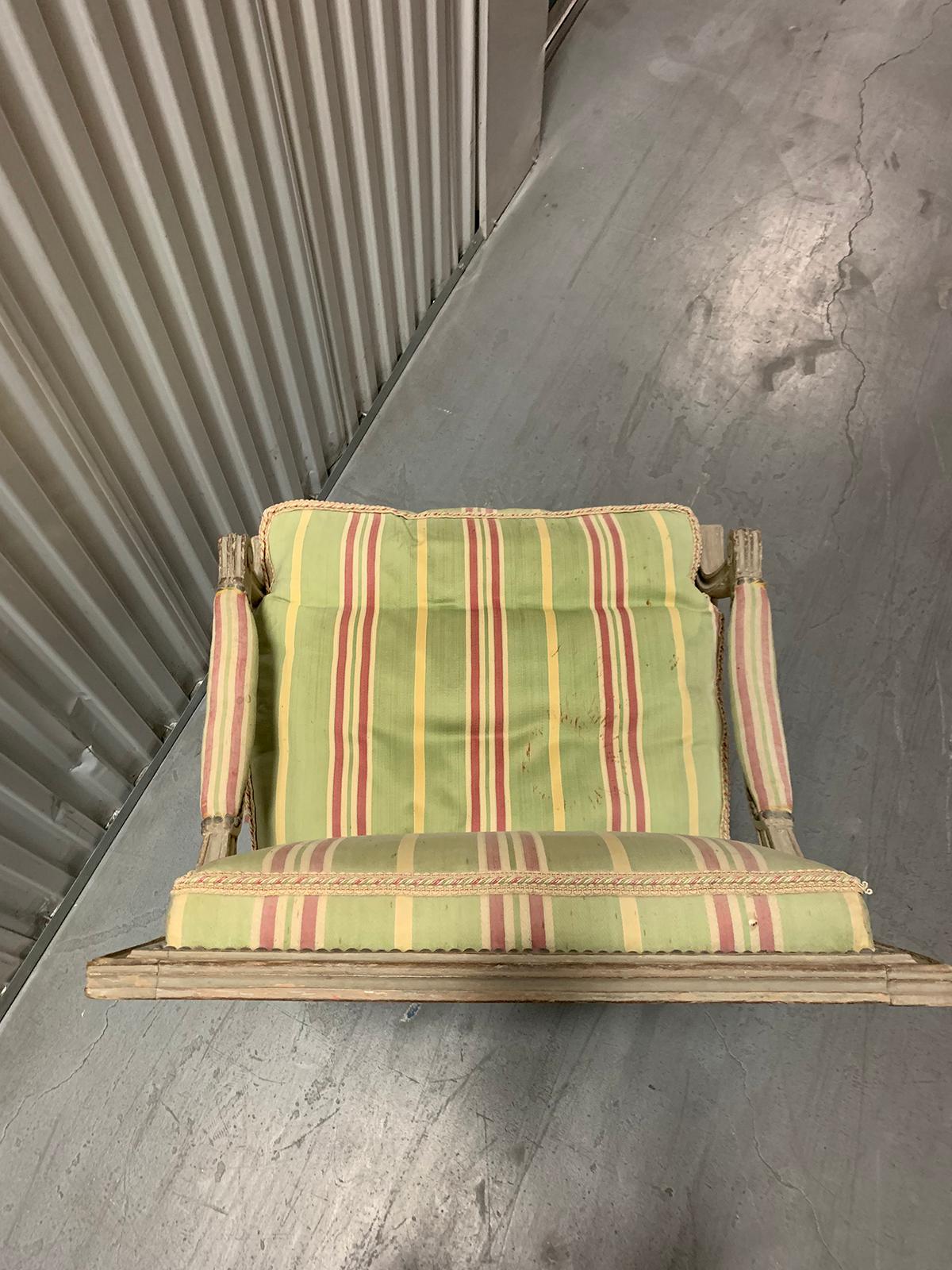 Wood 18th-19th Century Painted Louis XVI Style Armchair For Sale