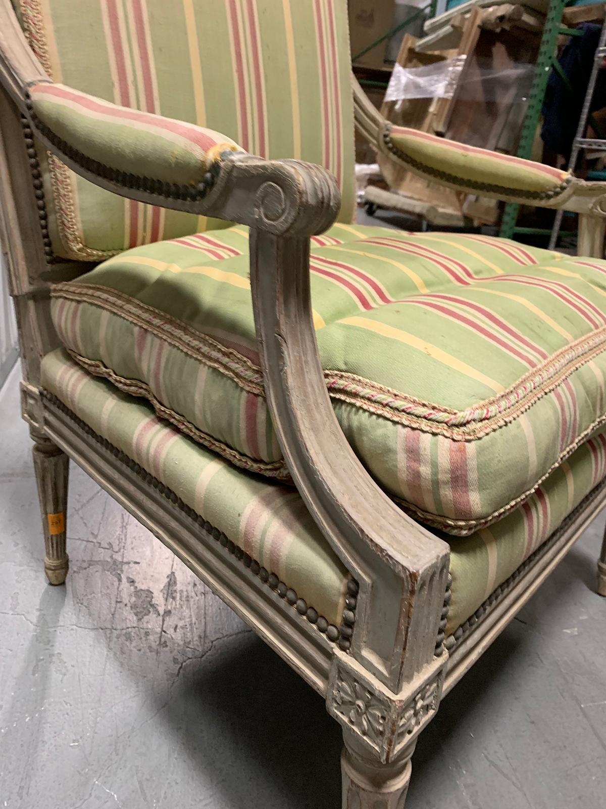 18th-19th Century Painted Louis XVI Style Armchair For Sale 2