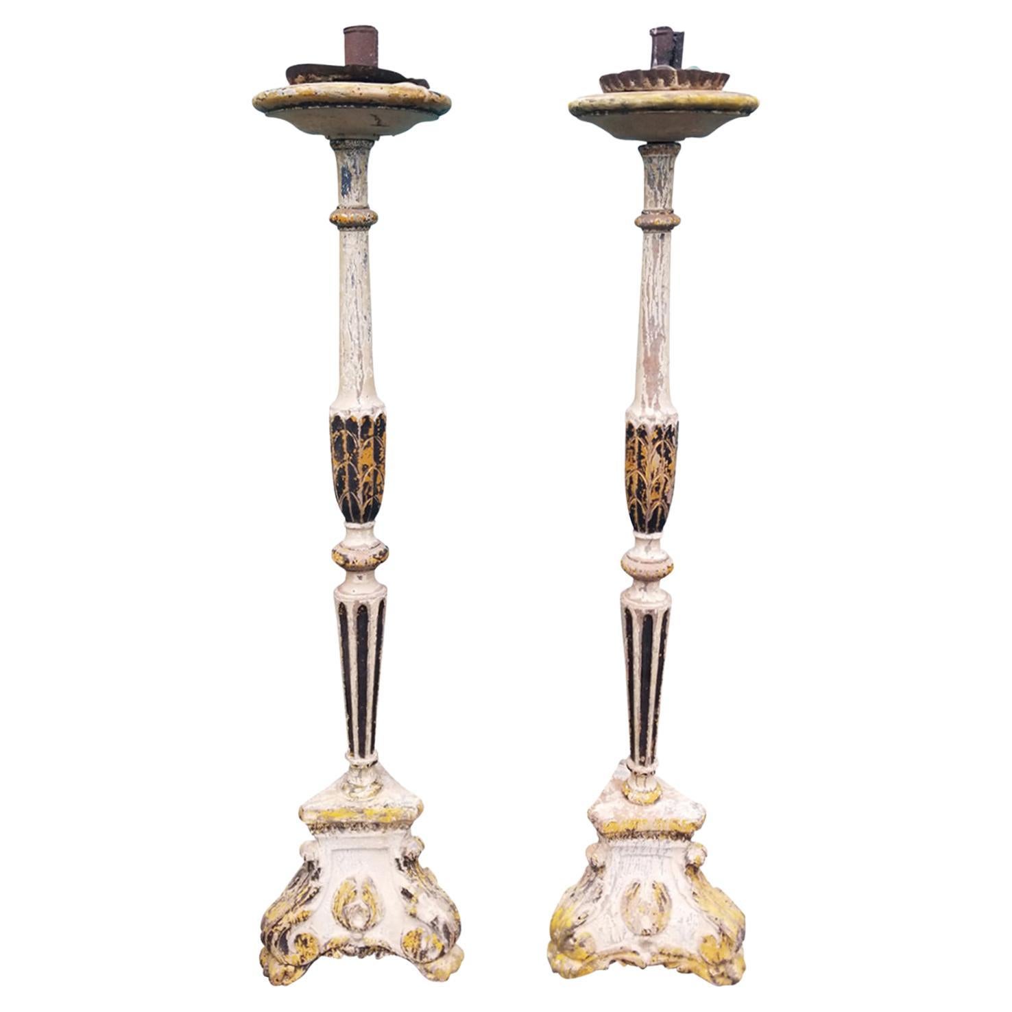 Antique Pair of Candlesticks, Italy, 18th Century For Sale at 1stDibs