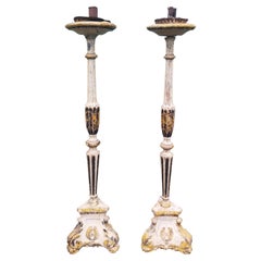 18th/19th Century Pair of Italian Wooden Candlesticks