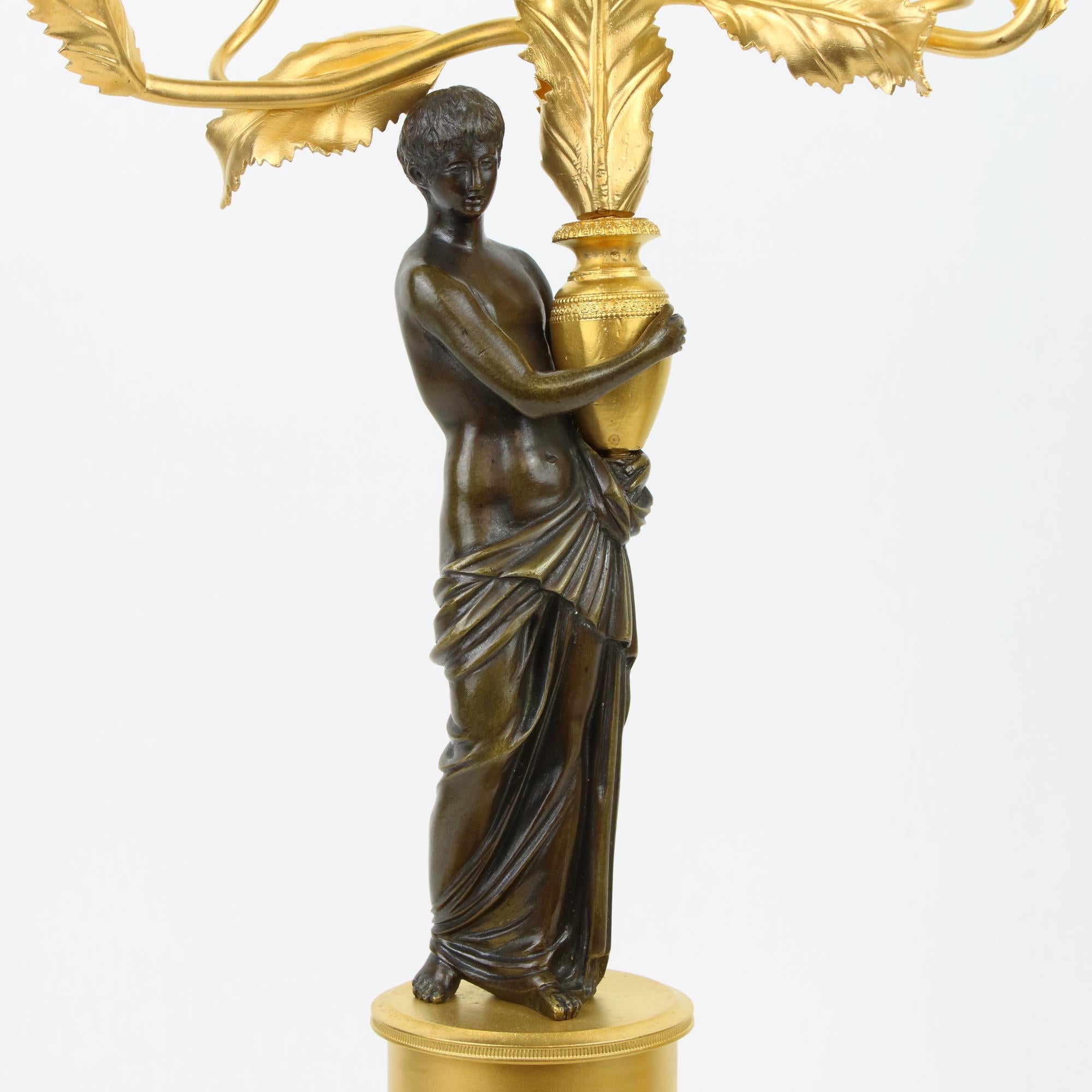 Coppia di candelabri figurativi russi in bronzo patinato e dorato del XVIII-XIX secolo in vendita 2
