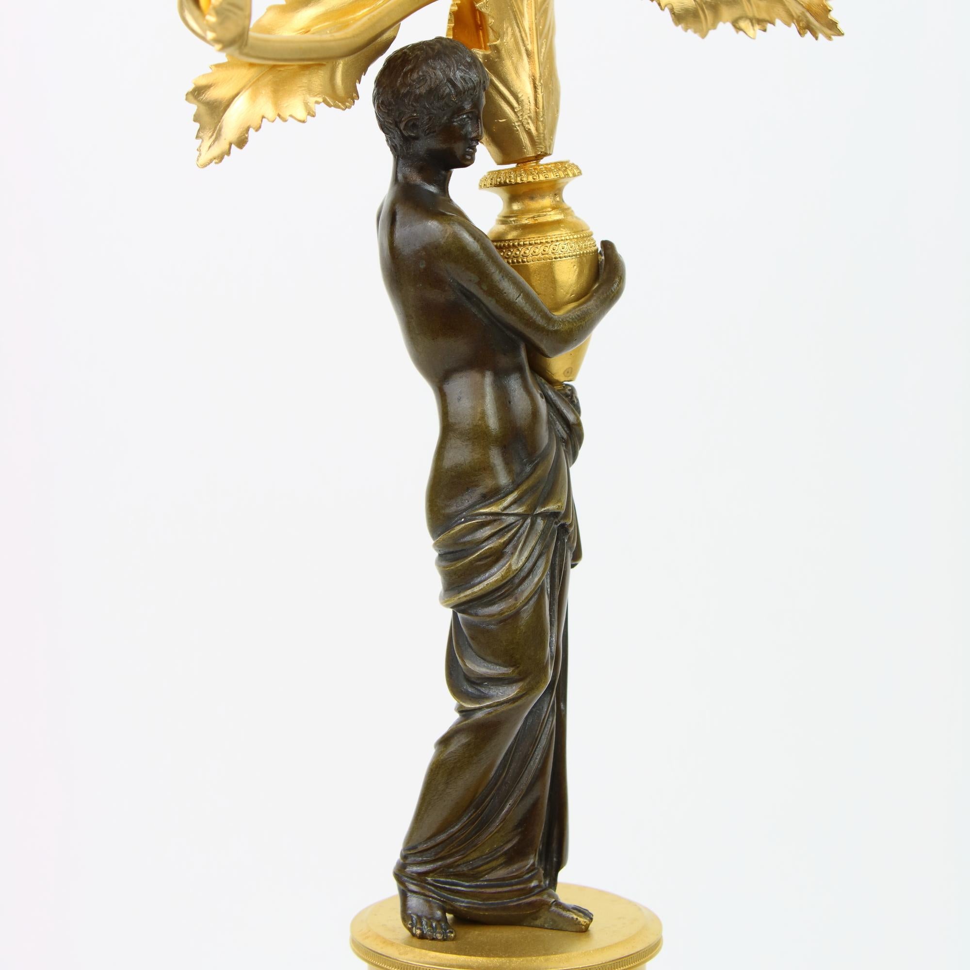 Paire de candélabres russes figuratifs en bronze doré et patiné du 18e/19e siècle en vente 3