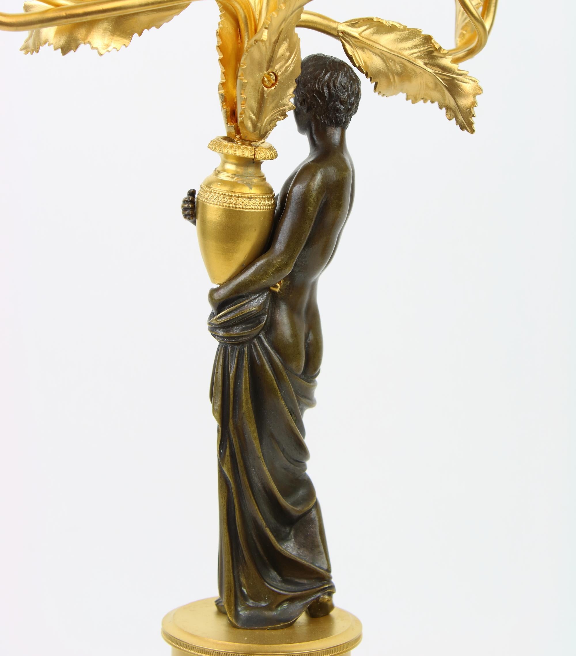 Paire de candélabres russes figuratifs en bronze doré et patiné du 18e/19e siècle en vente 5