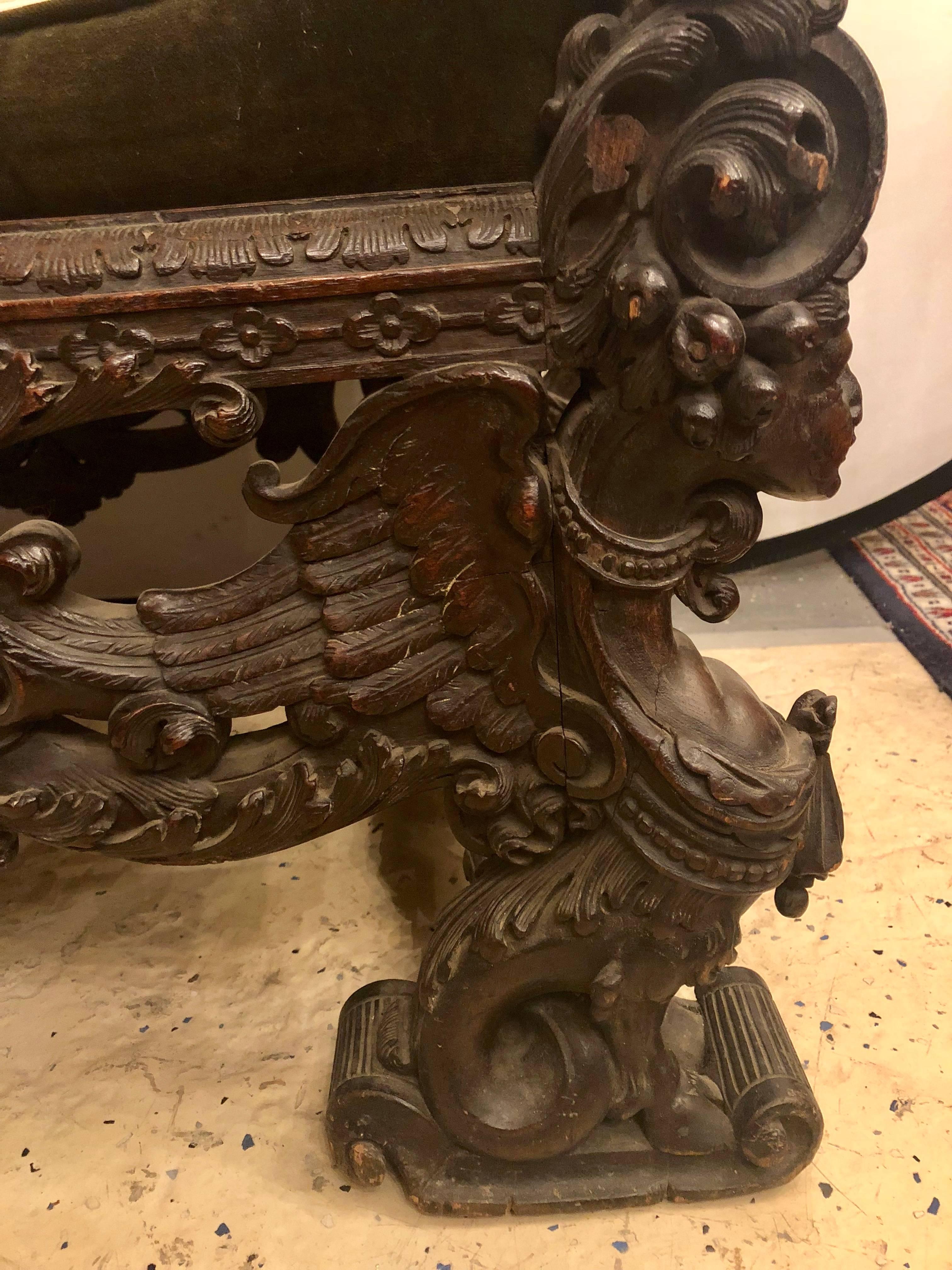 Early Victorian 18th-19th Century Palatial Carved Throne or Armchair Manner of Horner Brothers