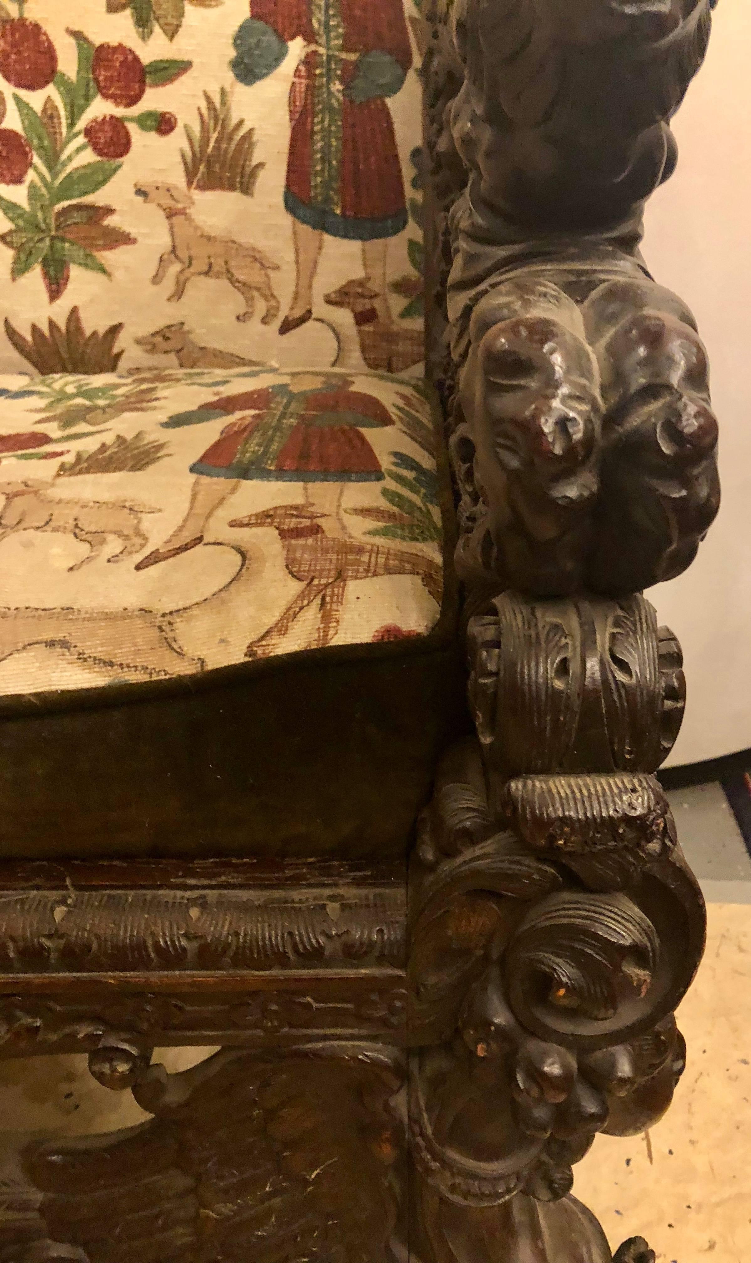 18th-19th Century Palatial Carved Throne or Armchair Manner of Horner Brothers In Good Condition In Stamford, CT