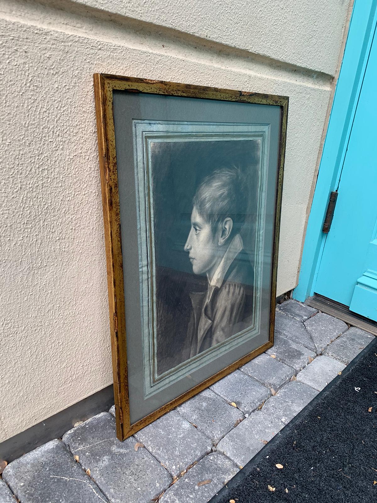 18th-19th Century Pastel Portrait of Boy in Gilt Frame In Good Condition In Atlanta, GA