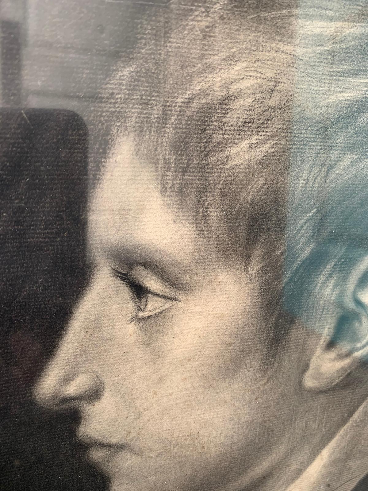 18th-19th Century Pastel Portrait of Boy in Gilt Frame 2