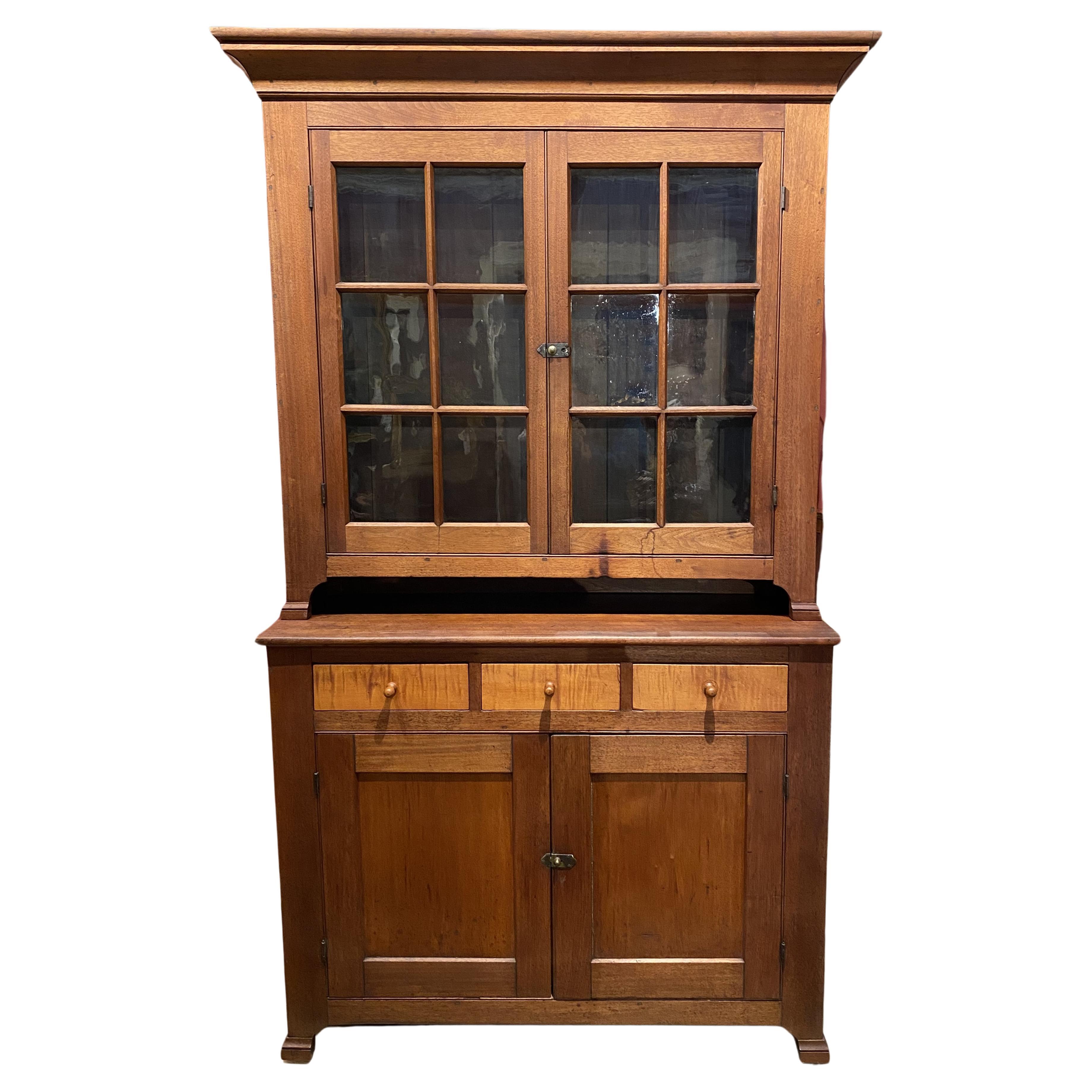 18th/19th Century Pennsylvania Walnut Two Part Step Back Cupboard For Sale
