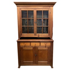 Used 18th/19th Century Pennsylvania Walnut Two Part Step Back Cupboard