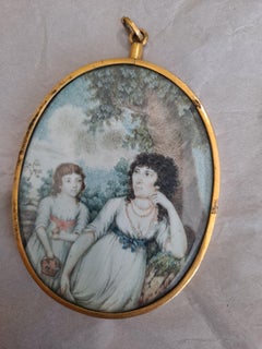 18th-19th Century Portrait Miniature of Mother and Child