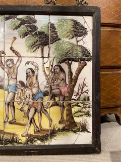 18th/19th Century Portuguese Tile Painting of Native Americans