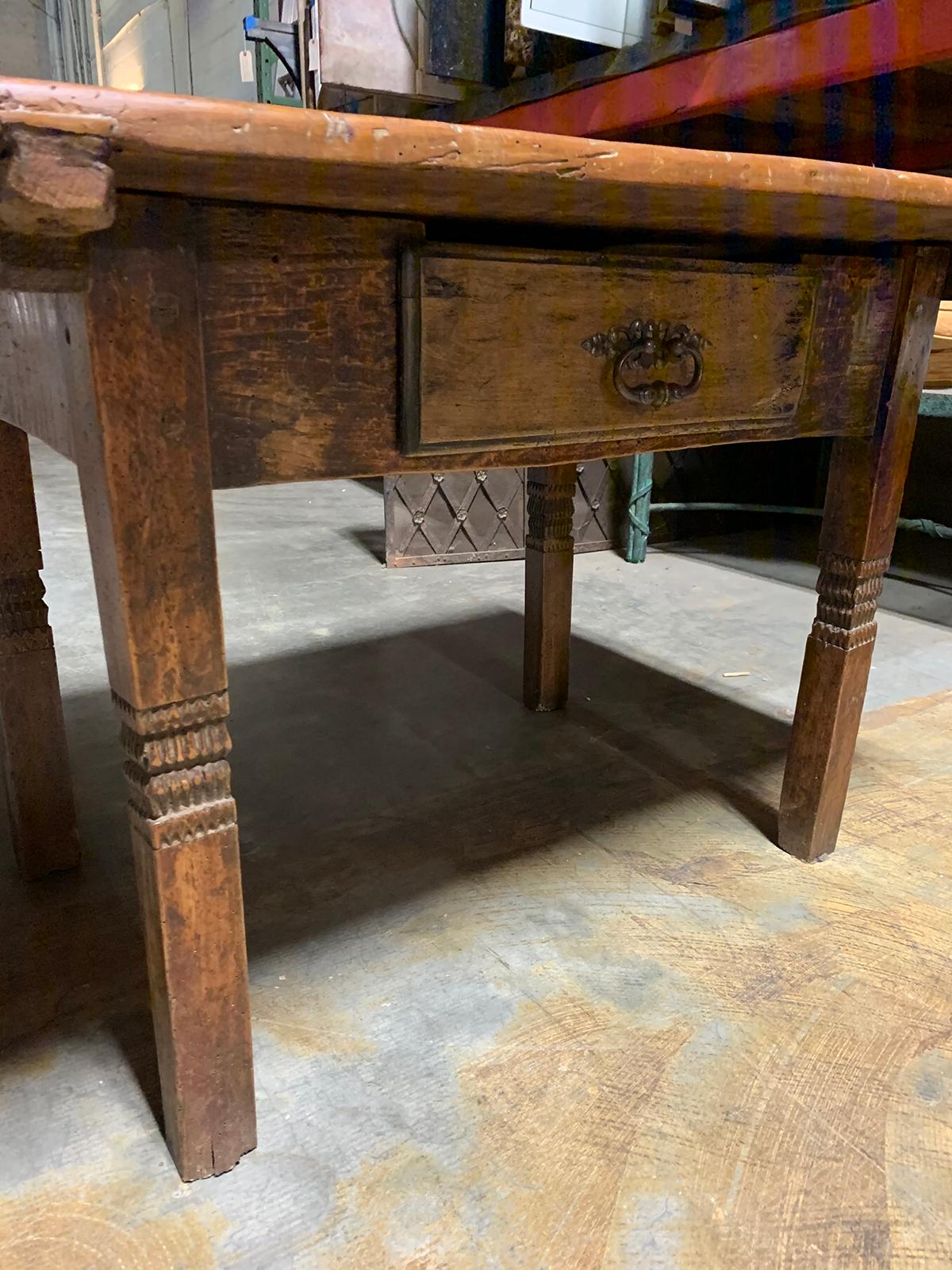 18th-19th Century Primitive Table, Probably French, One Drawer For Sale 5