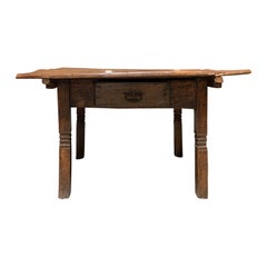 18th-19th Century Primitive Table, Probably French, One Drawer