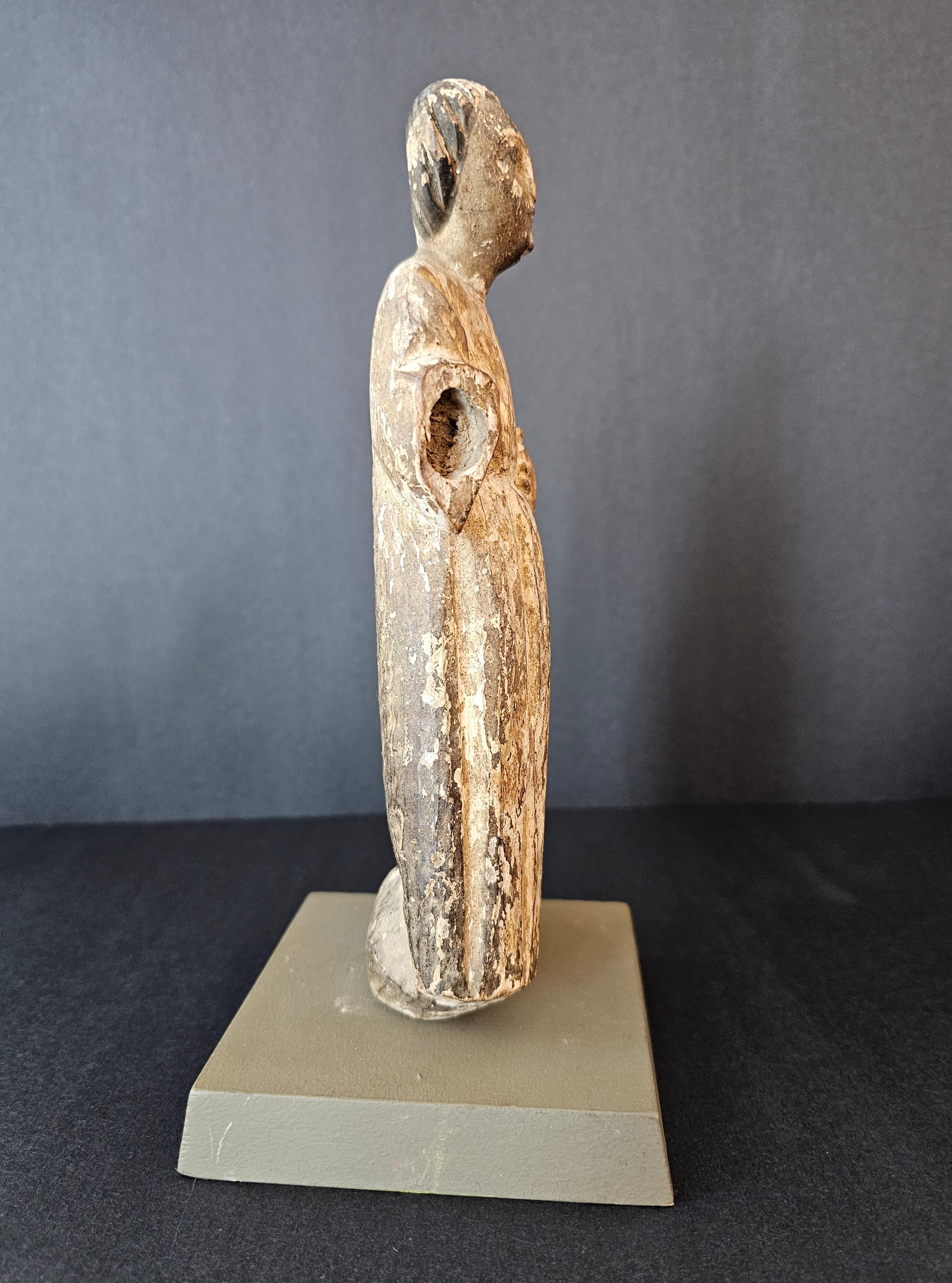 18th/19th Century Spanish Colonial Carved Painted Wooden Santo Altar Figure For Sale 6