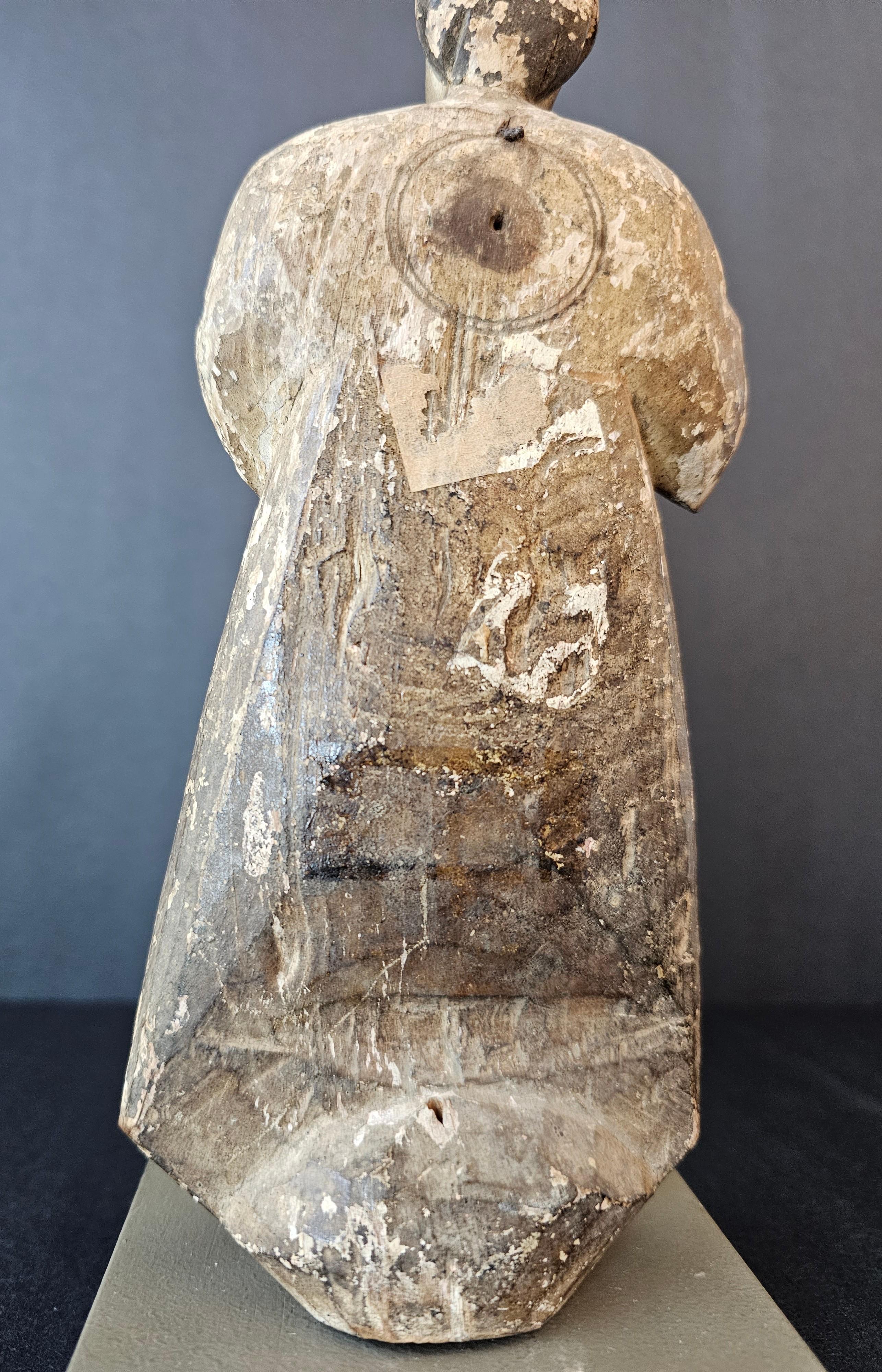 18th/19th Century Spanish Colonial Carved Painted Wooden Santo Altar Figure  For Sale 9