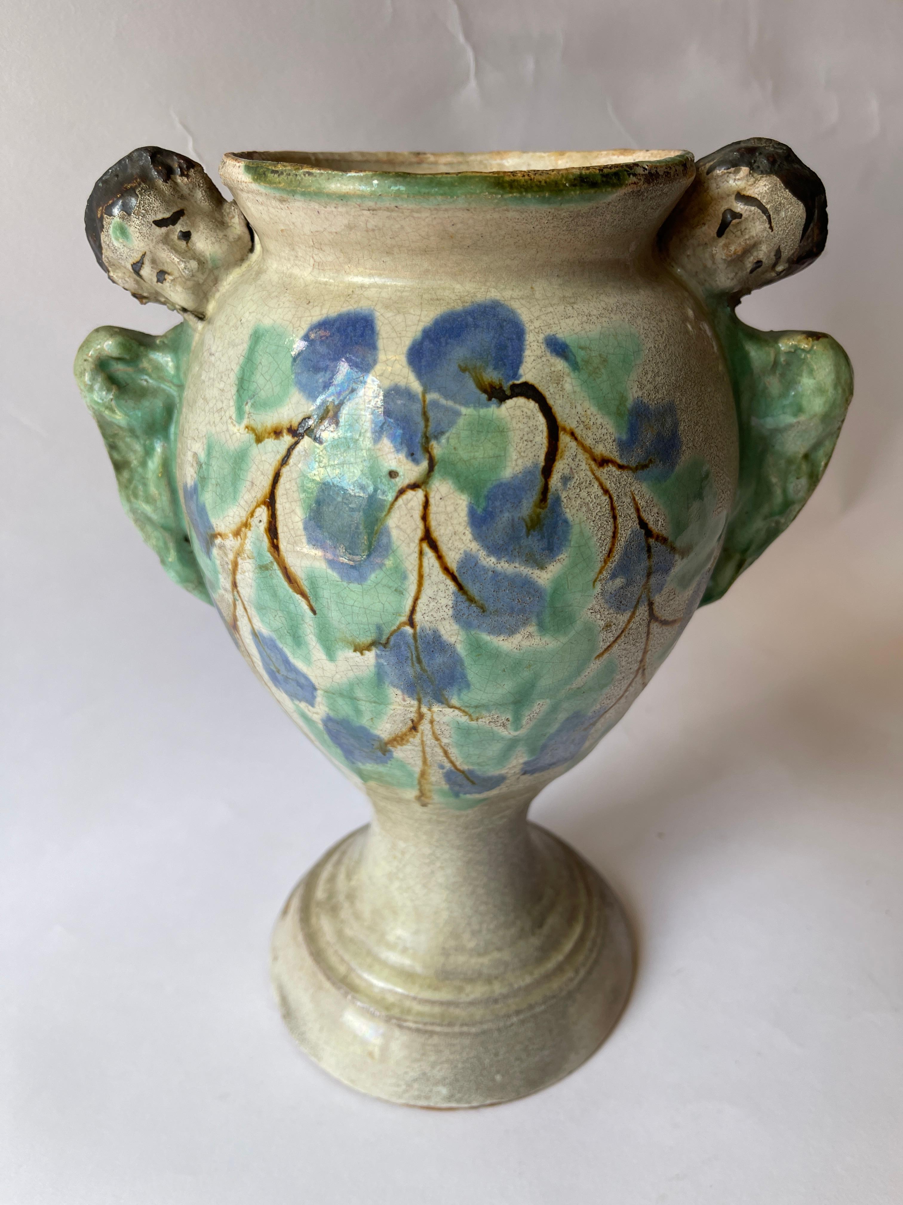 Vaso Angelo in maiolica Coloni spagnola del XVIII-XIX secolo in vendita 5
