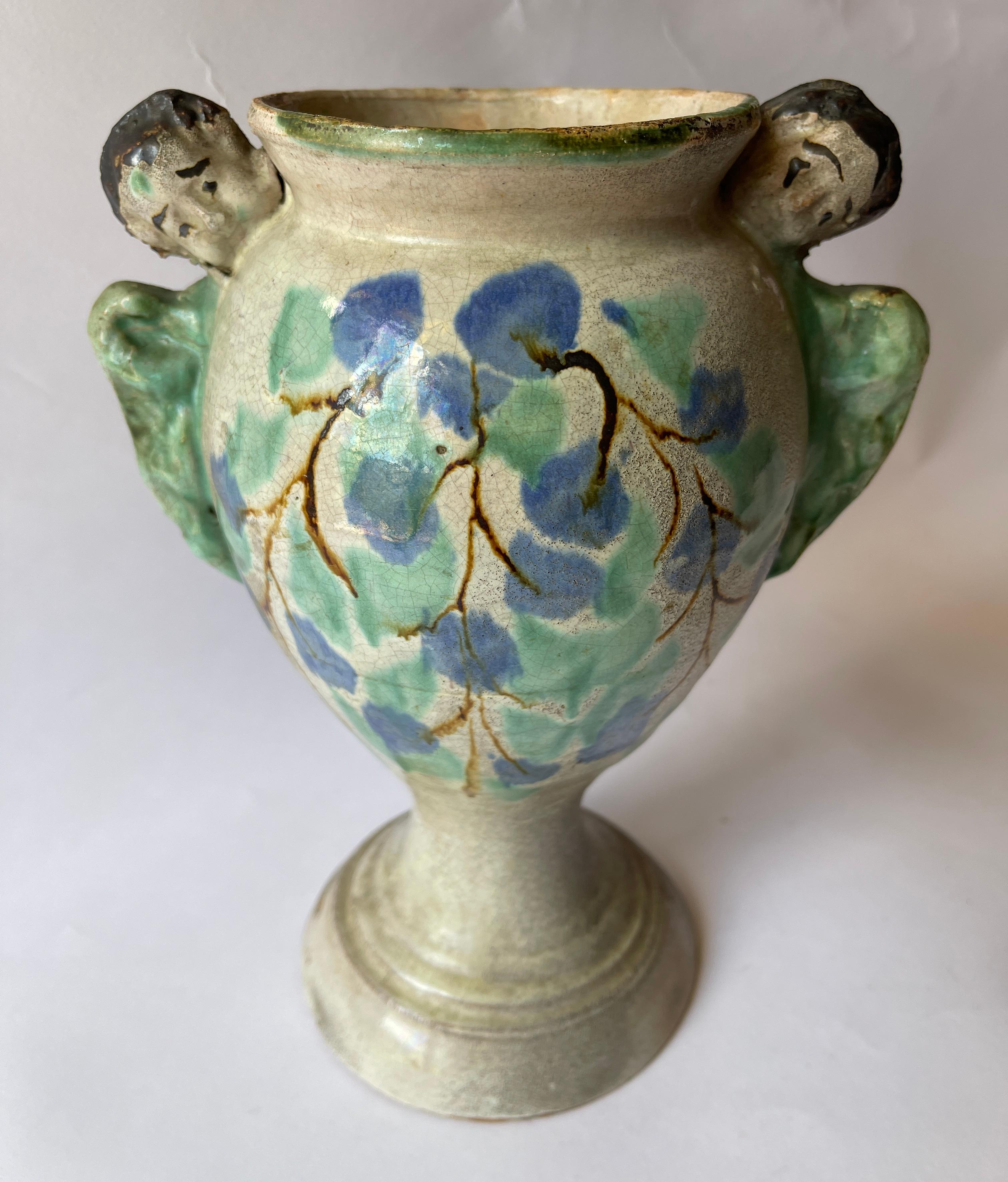 Vaso Angelo in maiolica Coloni spagnola del XVIII-XIX secolo in vendita 6